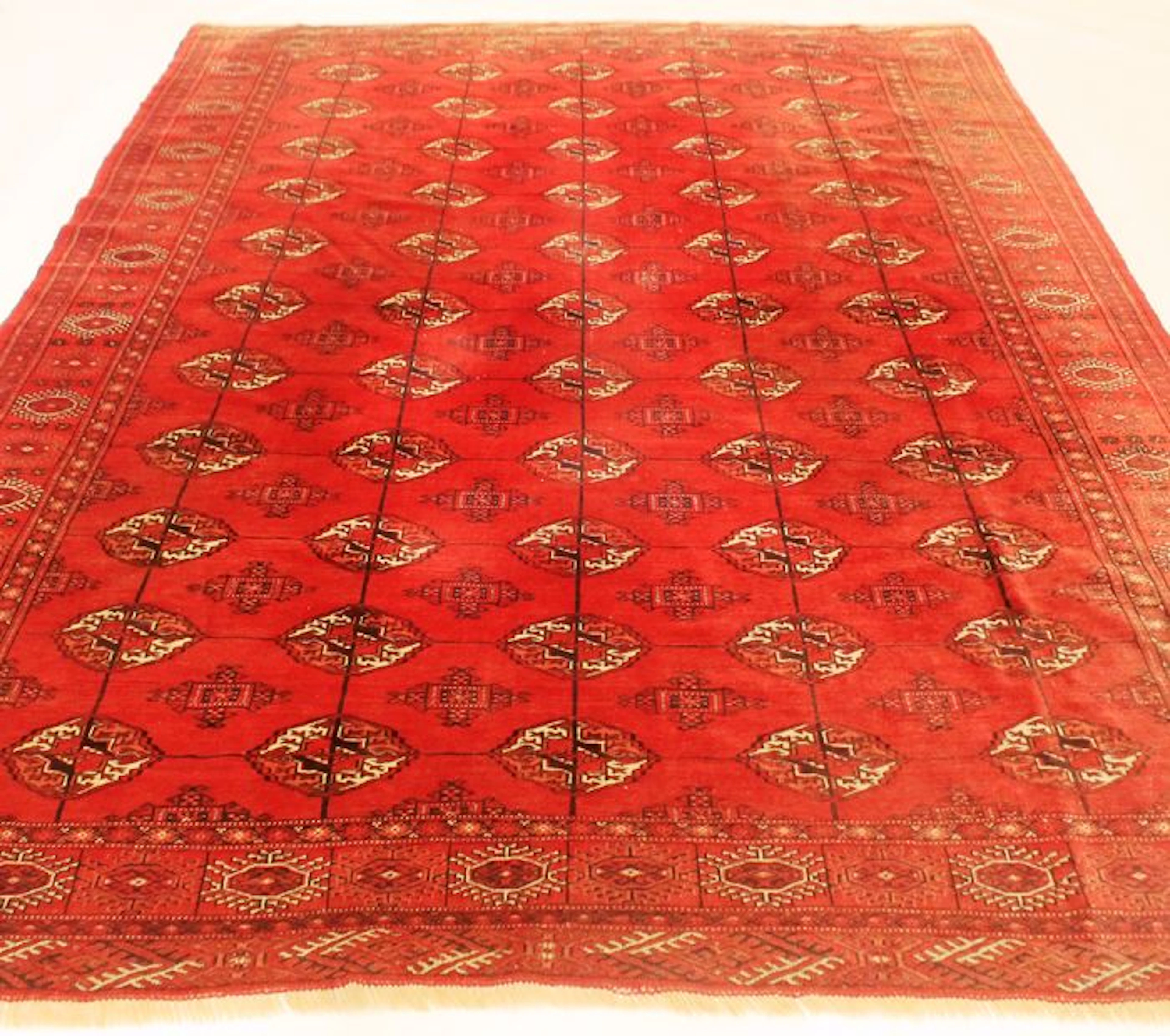 Antiker Handgeknüpfter Sammler Teppich Orientteppich Russischer Buchara Jomut Ca 70 Jahre Antike Pflanzenfarben 225X300cm