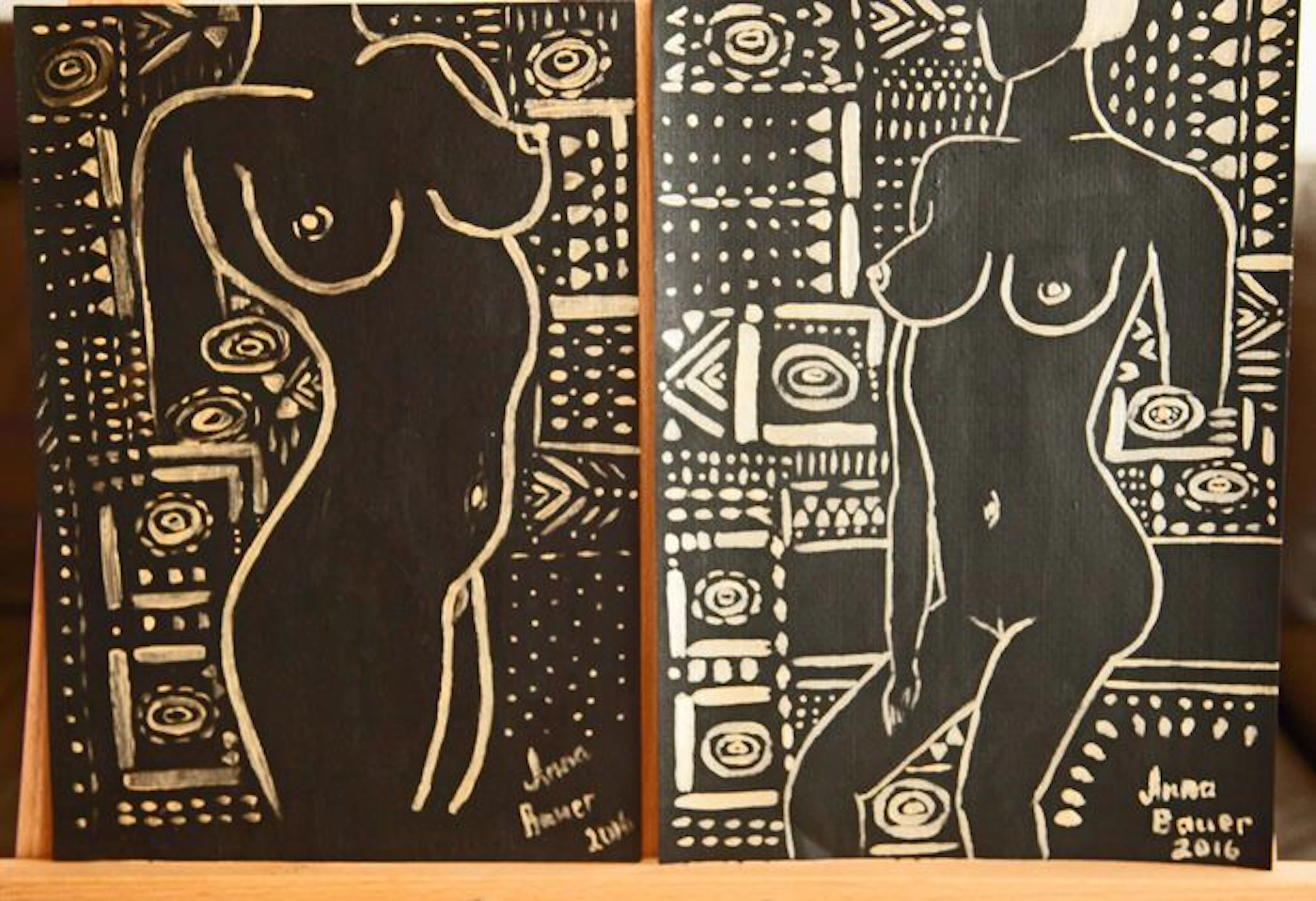 Original; 2 Zeichnungen von Anna Bauer -2016
