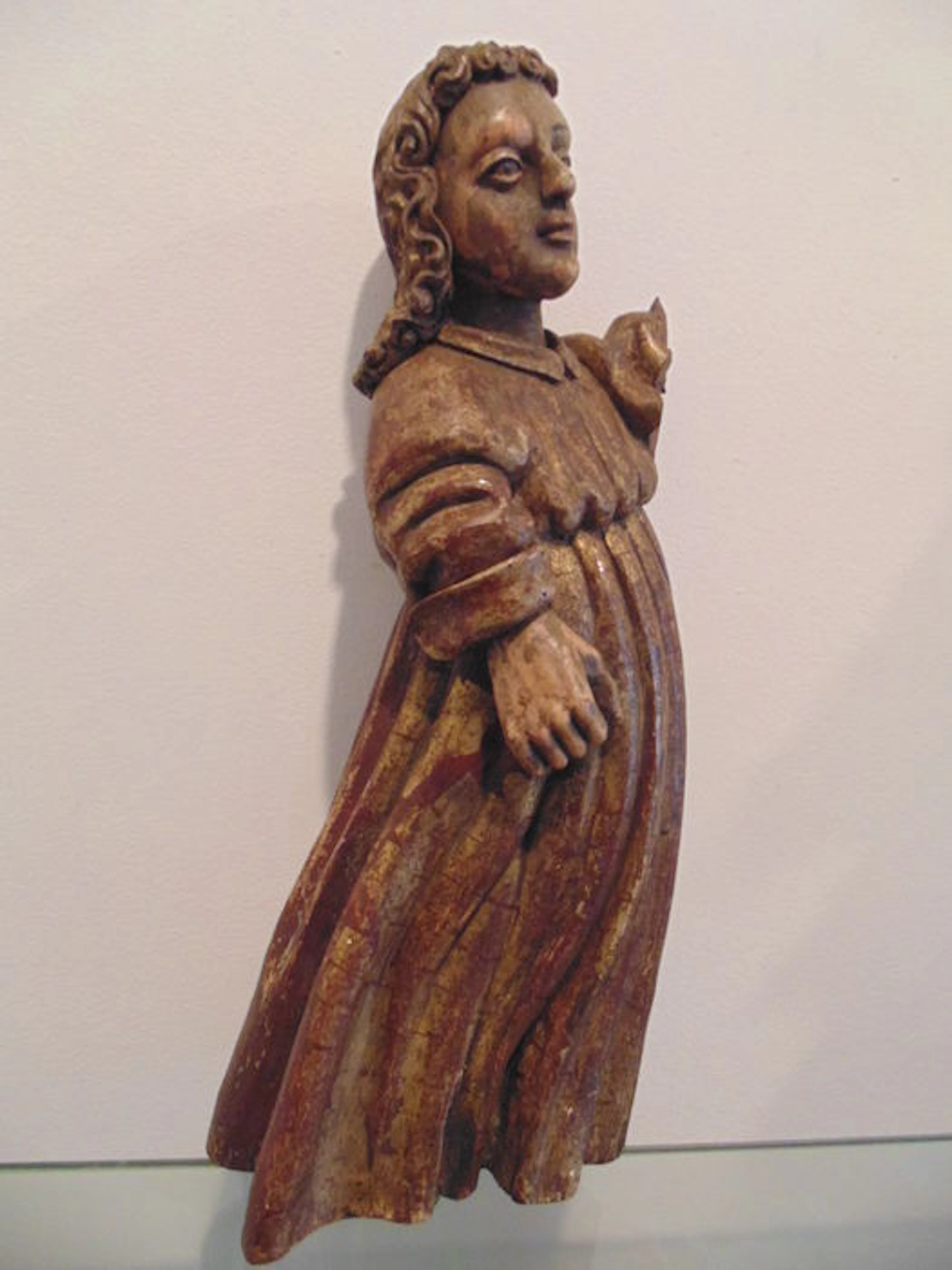 Angel in carved wood, full color and gold - the Gothic school of Castile - 15th century