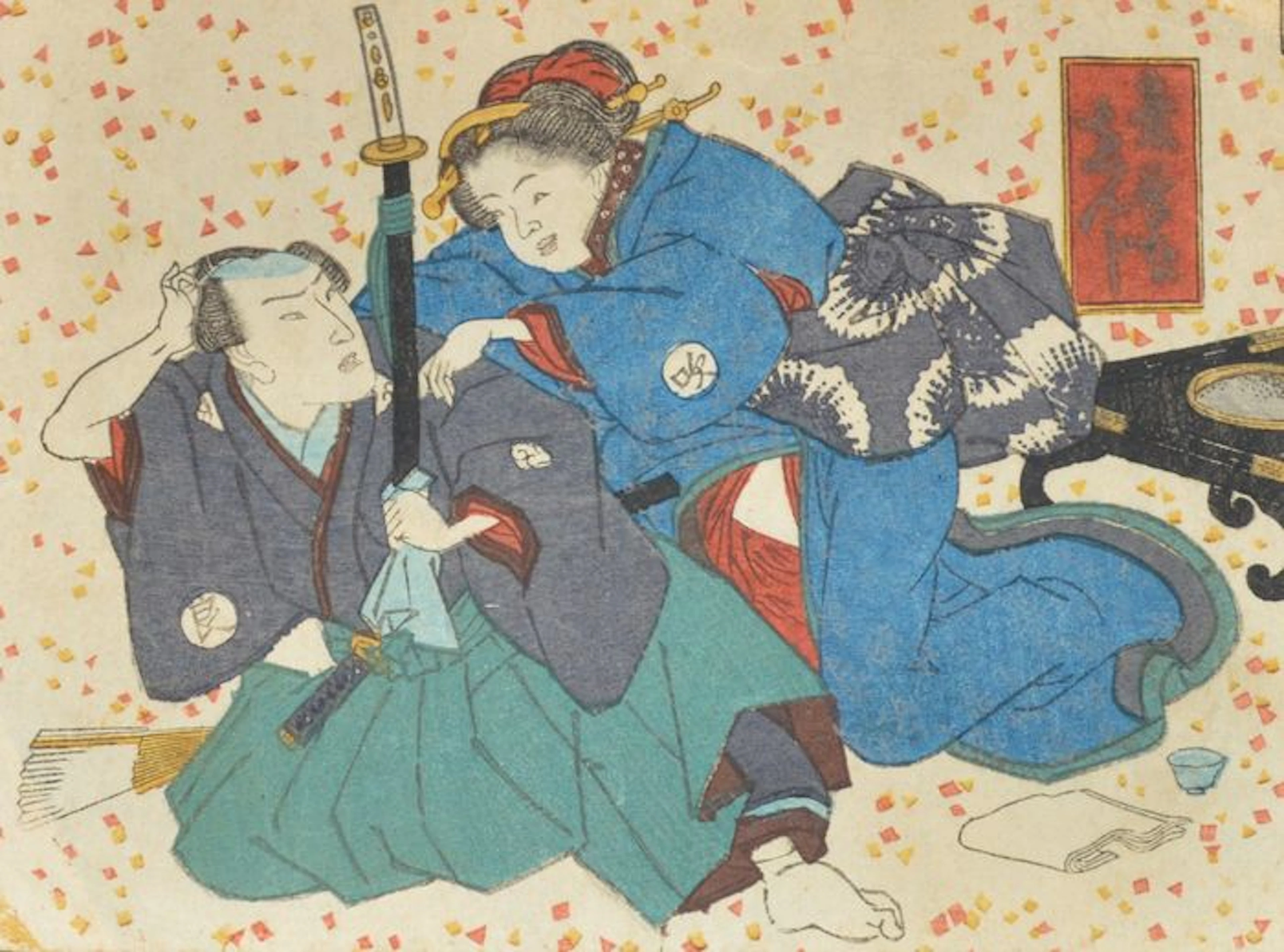 An original erotic Shunga attributed to the school of Utagawa – Japan – approx. 1850.