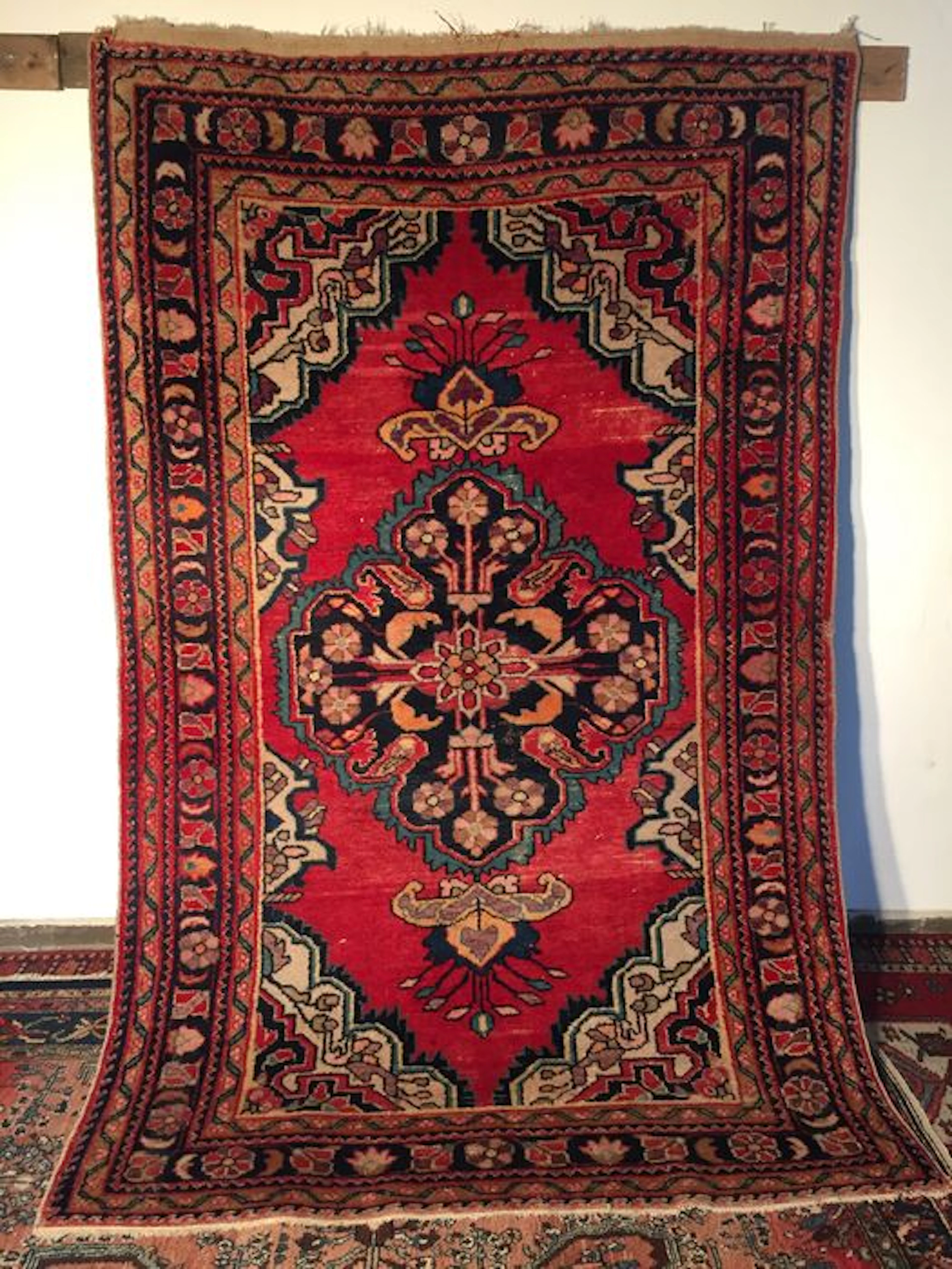 Persischer Teppich Hamadan - Orientteppich / Teppich - 100% Handgeknüpft - Perfekter Zustand !