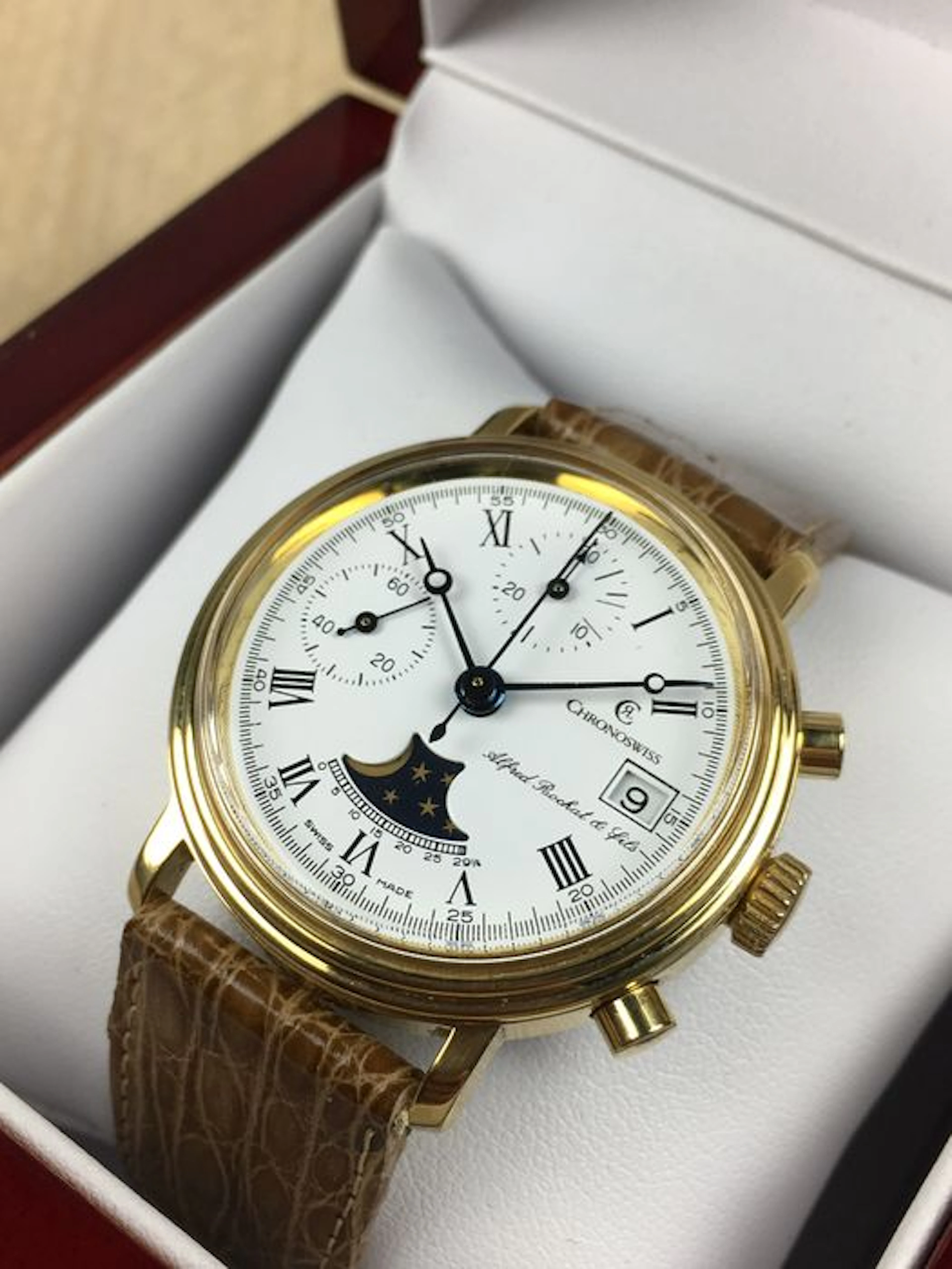 Chronoswiss A. Rochat Lunar Mondphase Chronograph handopwind horloge ref. 77368