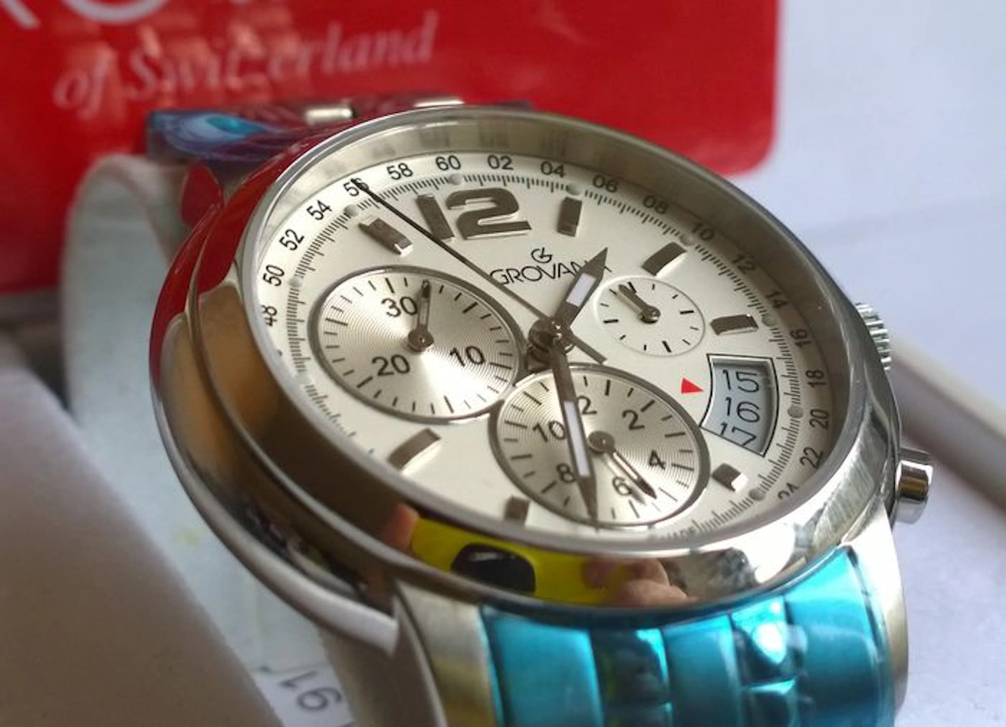 GROVANA of Switzerland 1581.9132 Chrono Ronda, sapphire crystal, Swiss made, 39 mm