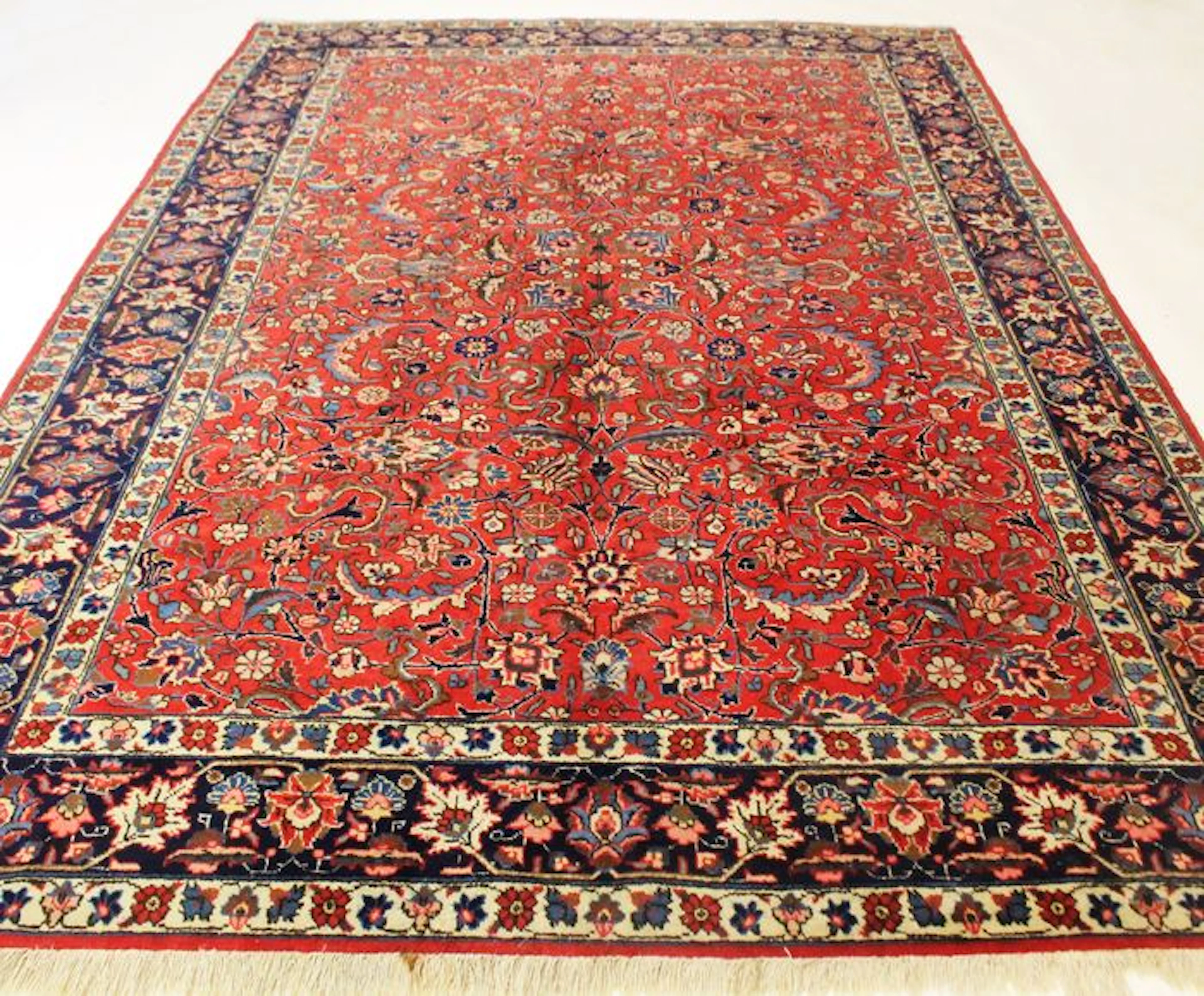 Prachtvoller Antiker Handgeknüpfter Jugendstil Perser Teppich Täbris 315X210cm Made in Iran um 1930 Korkwolle/Naturfarben Sammlerstück