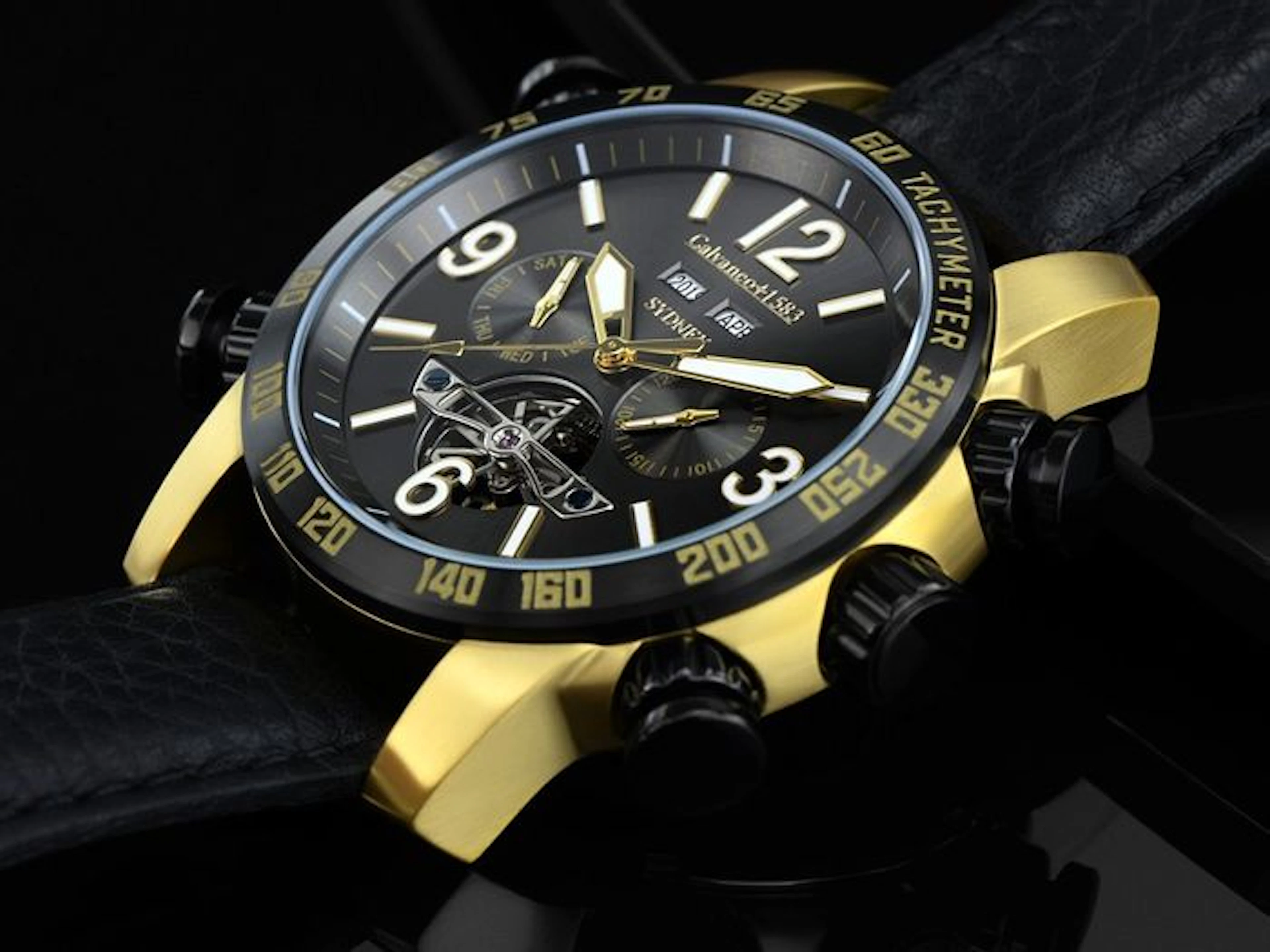 CALVANEO 1583 – SIDNEY GOLD – AUTOMATIC MEN'S WRISTWATCH. NEVER WORN.