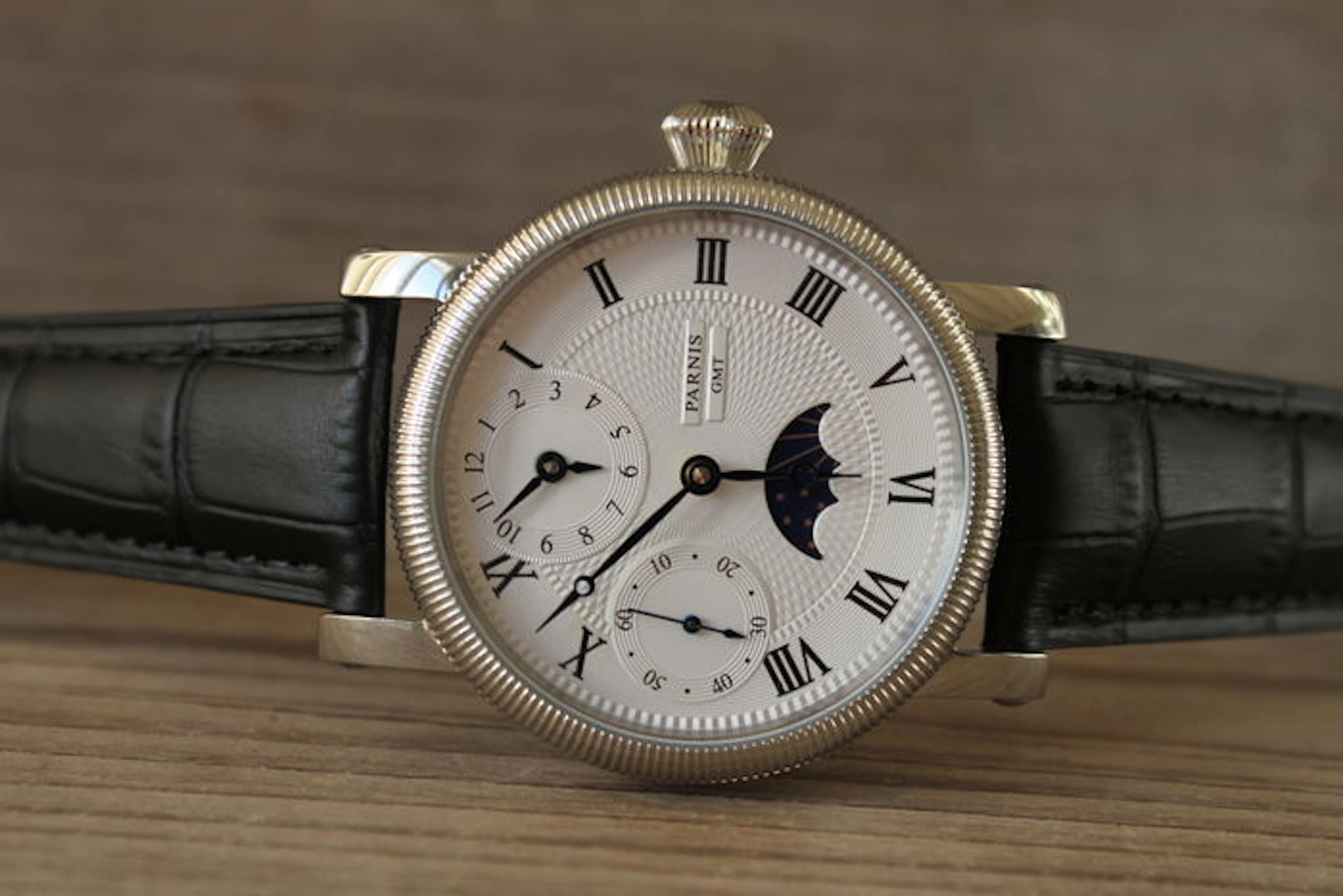 Parnis GMT/Moon phase - wristwatch - 2016