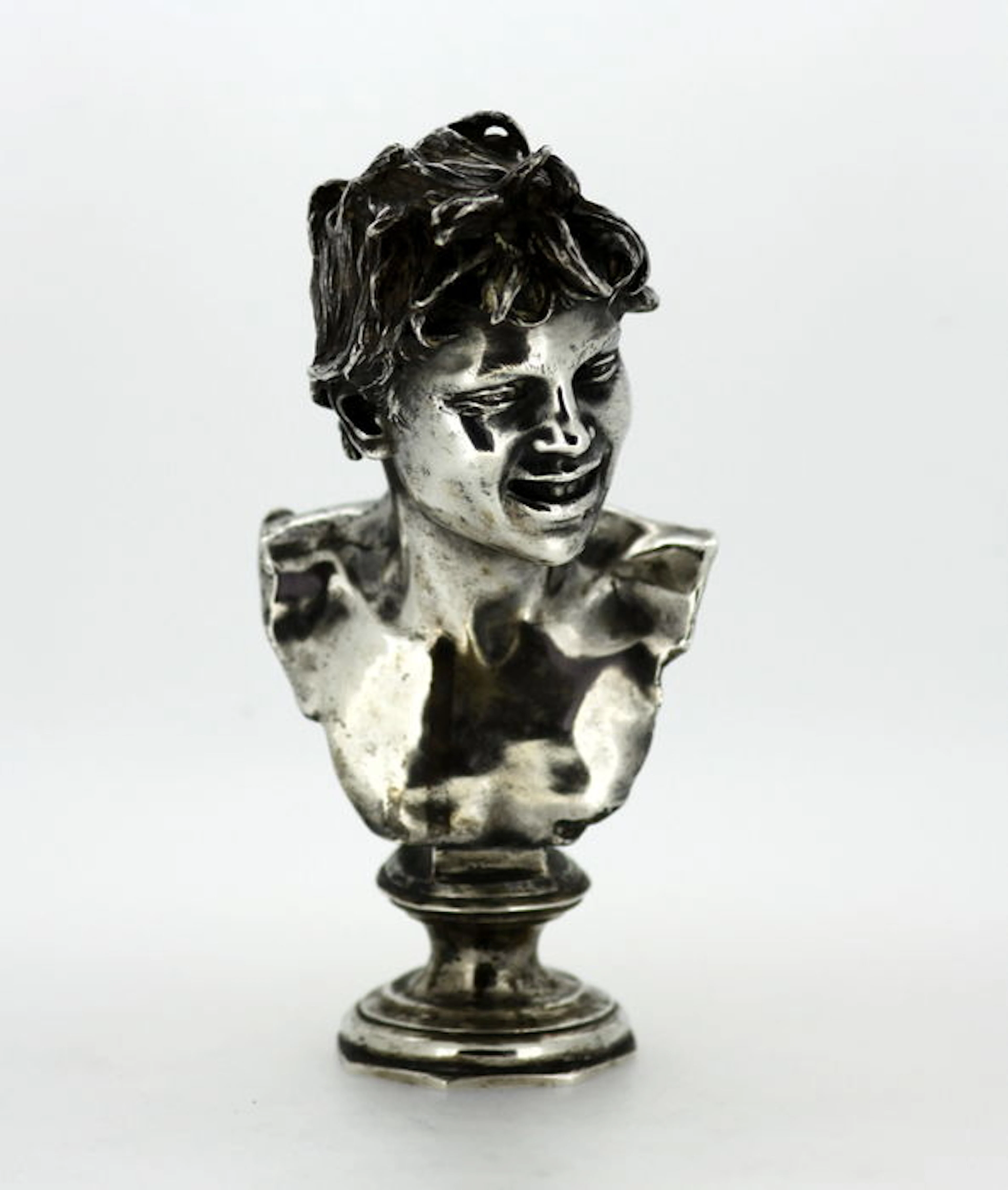 Silver Laughing Boy sculpture, Vincenzo GemitoItaly 1910
