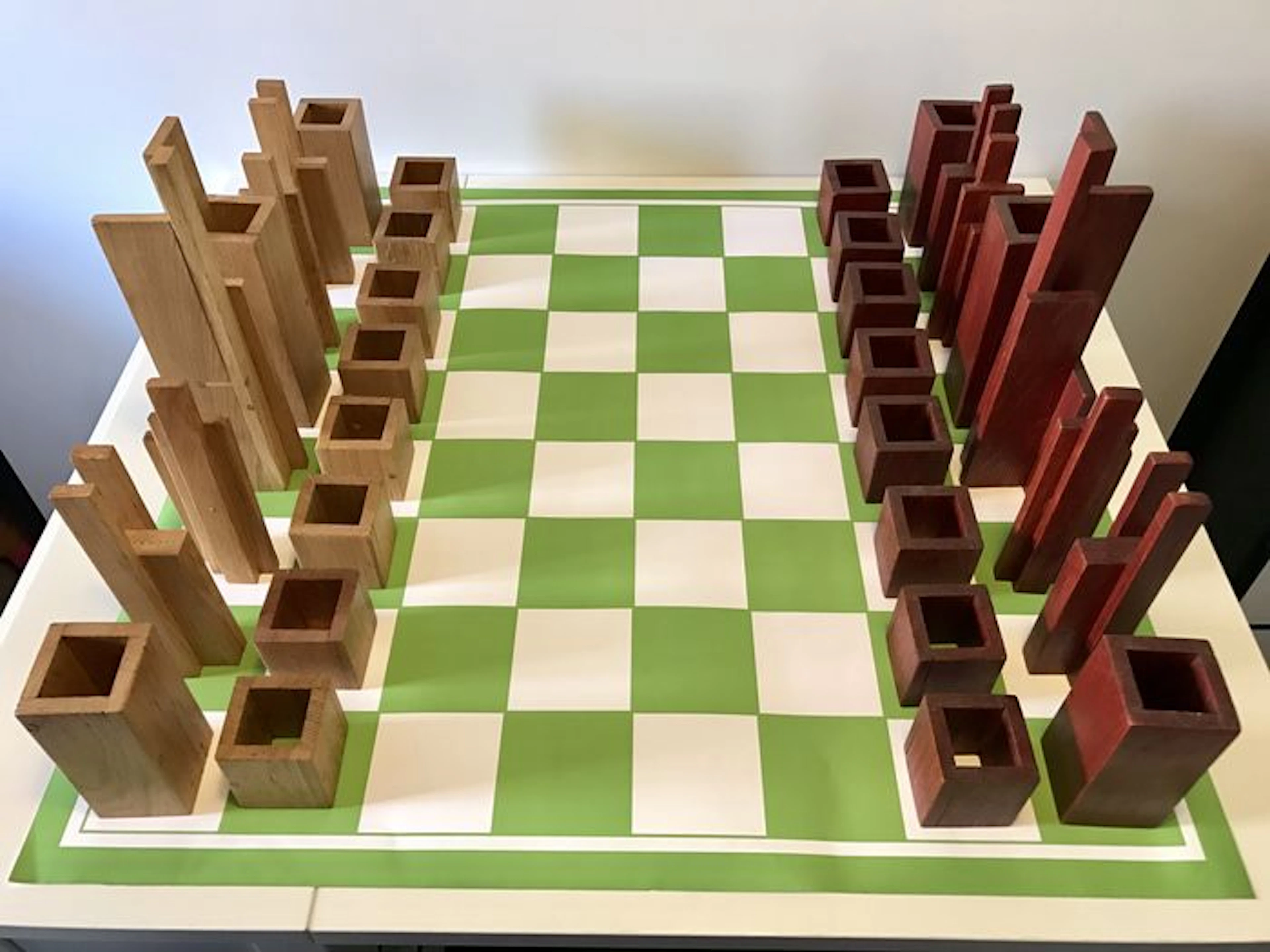 Cubist sculpture chess set