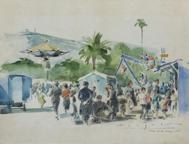 Carlos Bécquer Domínguez (1889 - 1968) - Plaza of the Cross, Tenerife