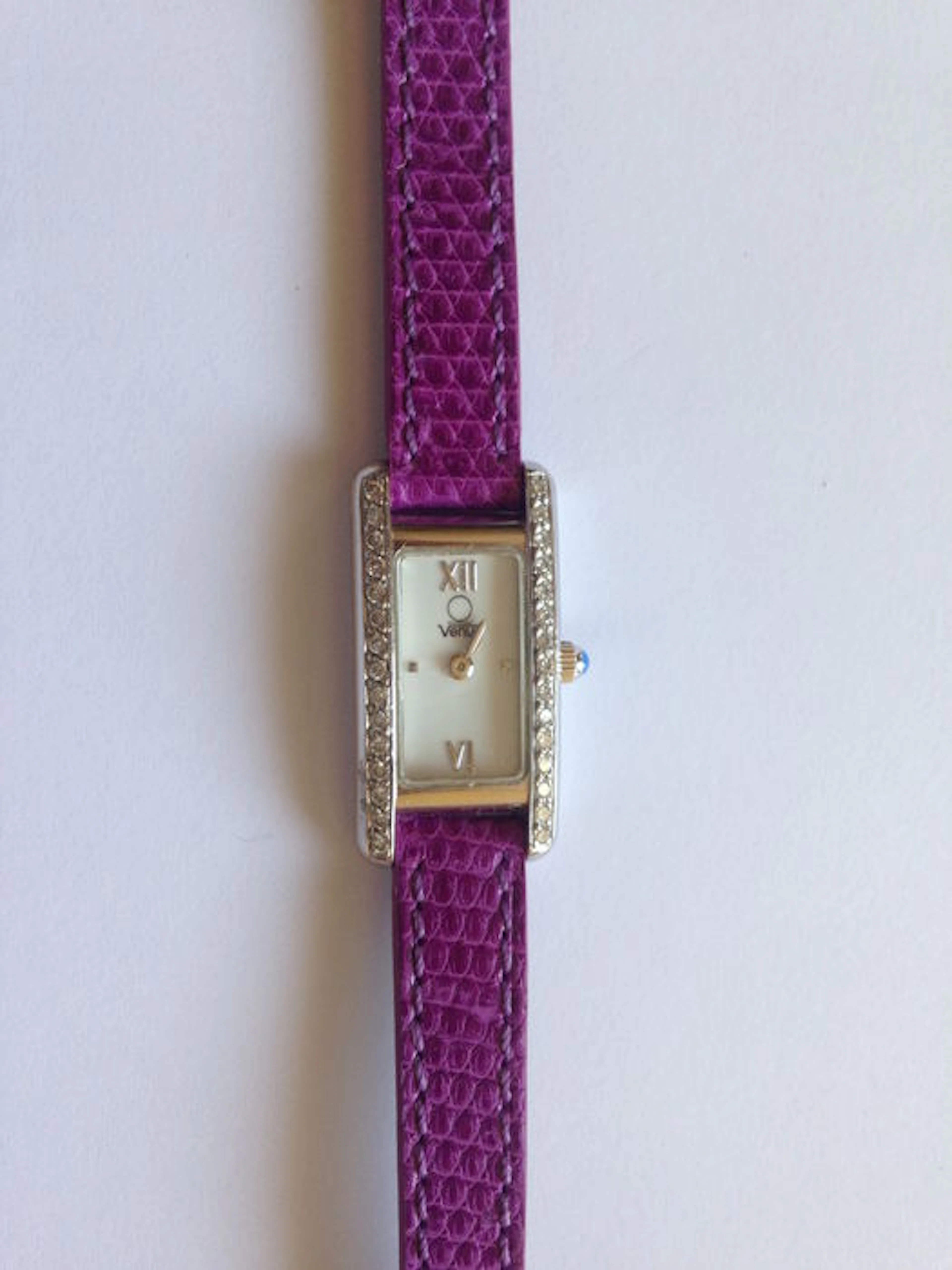 White gold watch - diamond series, real lizard and croc strap