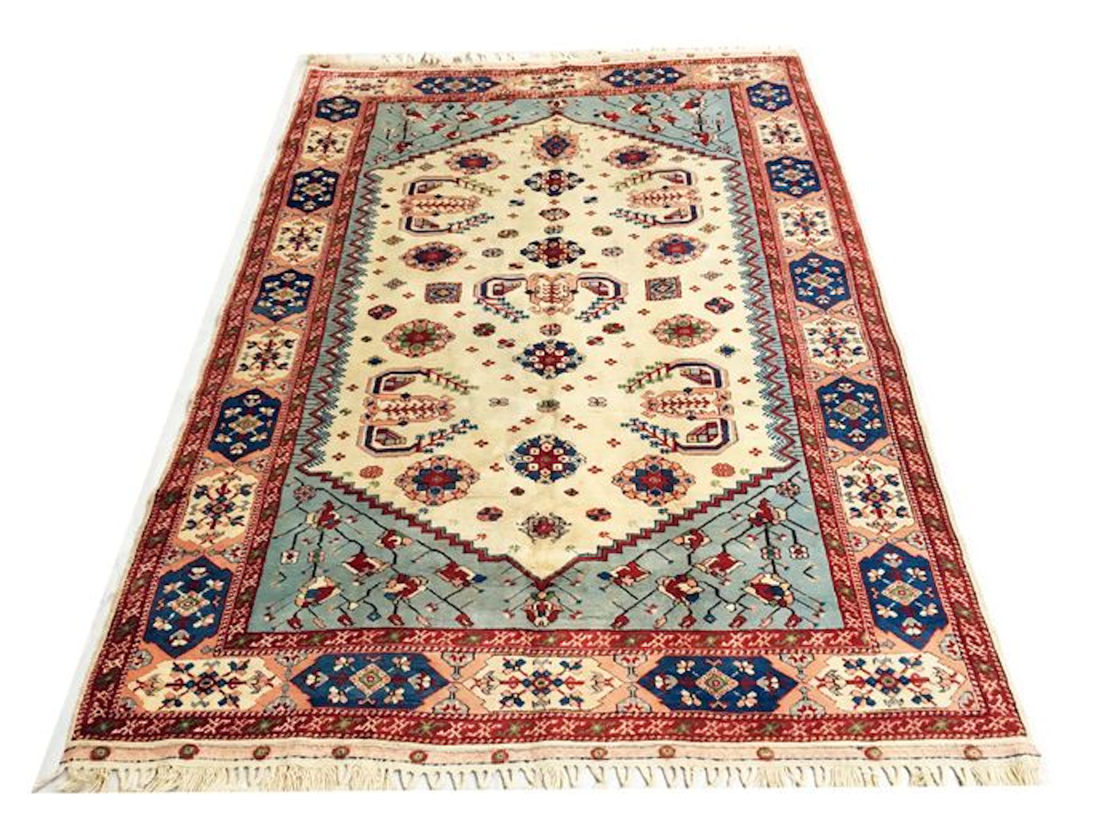 Handmade oriental rug. Old Kazak Shirvan 240 x 170 cm around 1950!!!