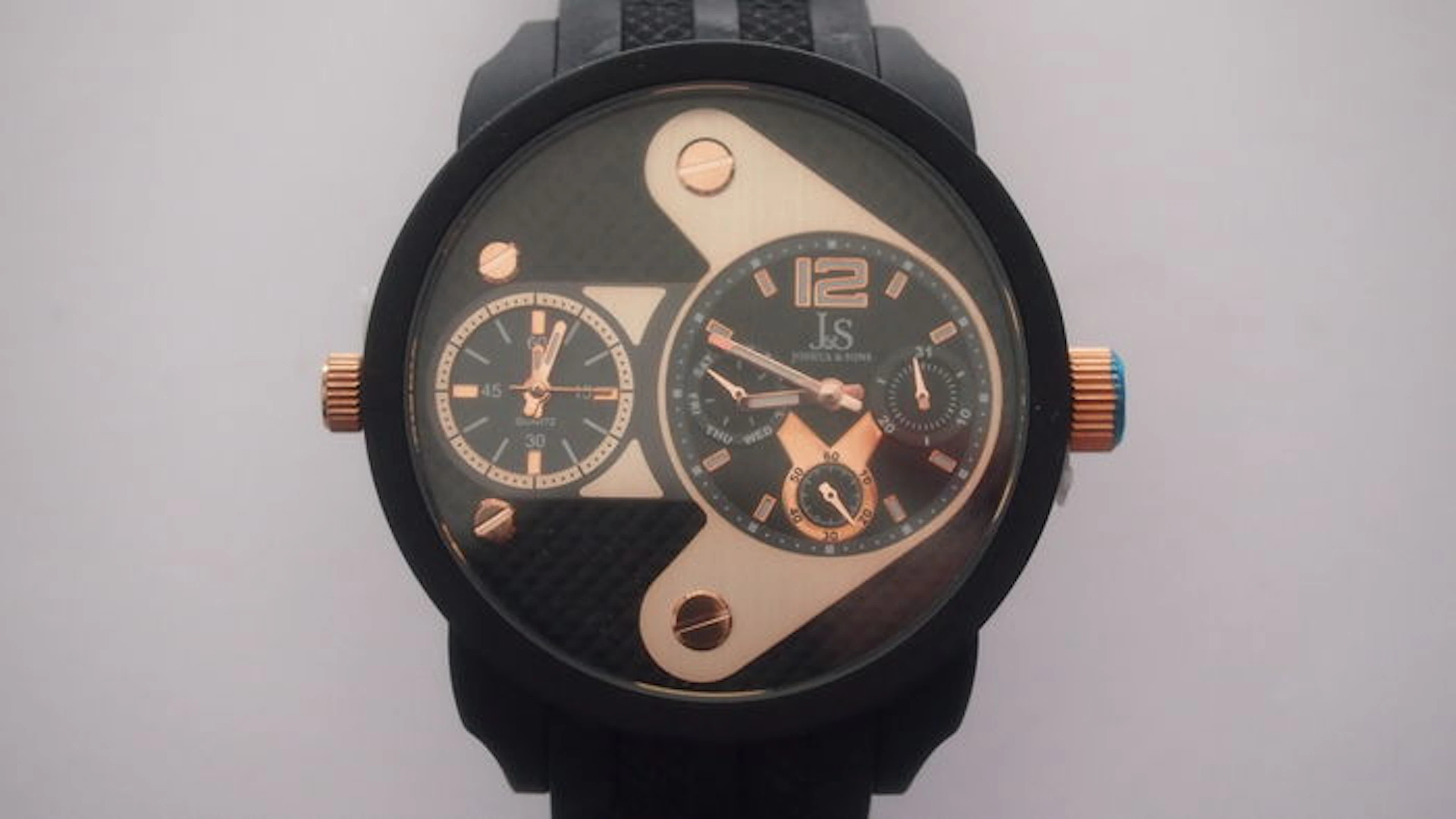 Joshua & Sons Dual-time quartz XXL men's wristwatch - never worn with