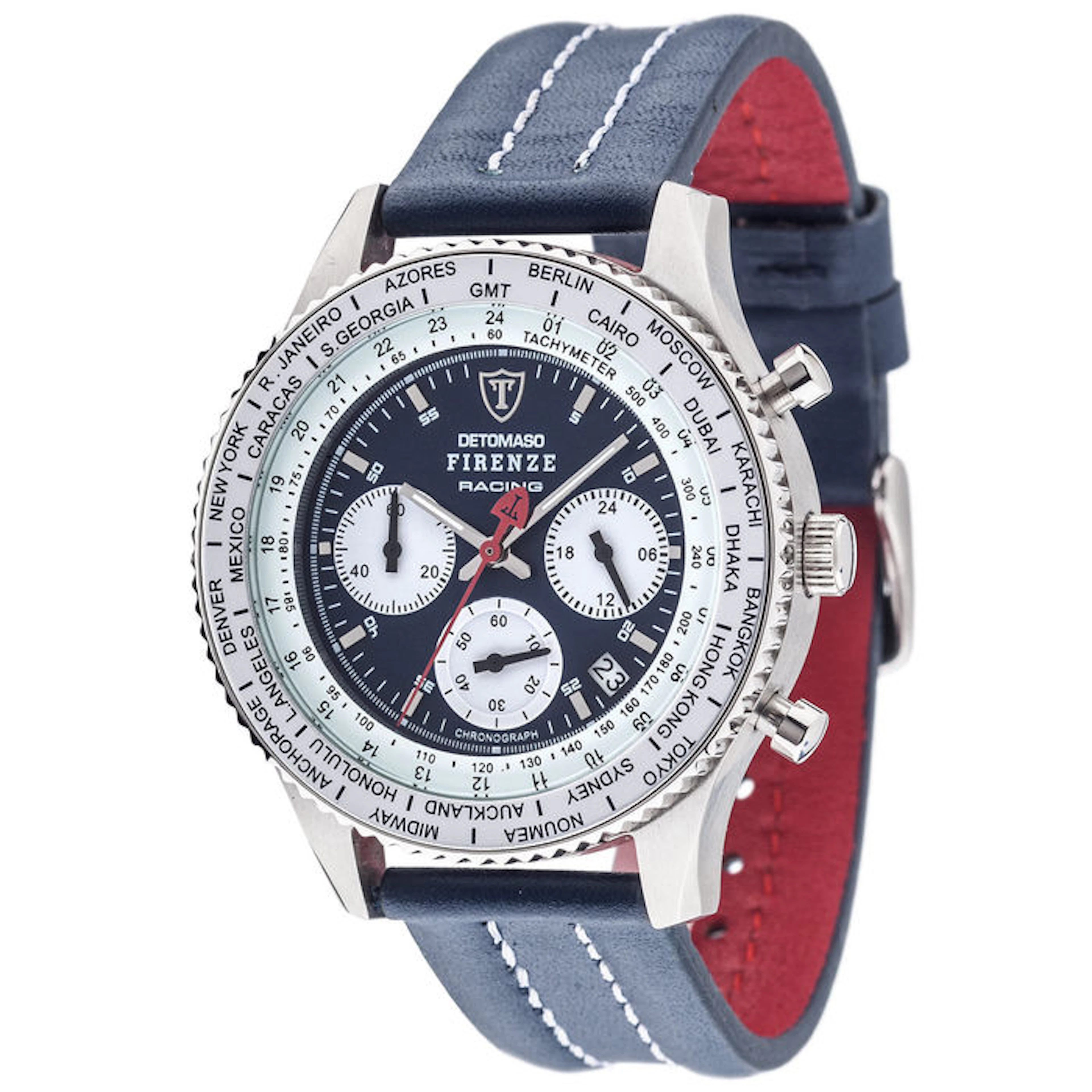DETOMASO Firenze Racing Blue Mens Watch Chronograph Stainless Steel 10 ATM New