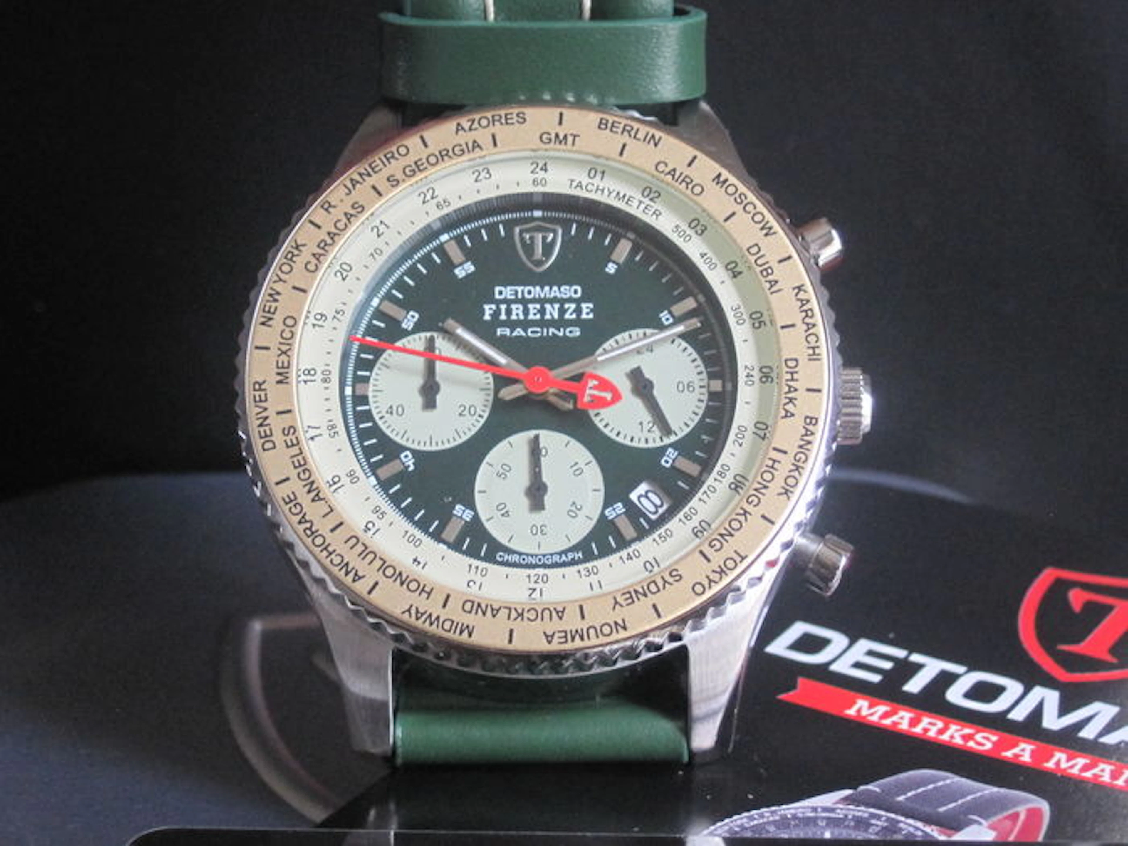DETOMASO Firenze Racing Green Mens Watch Chronograph Stainless Steel