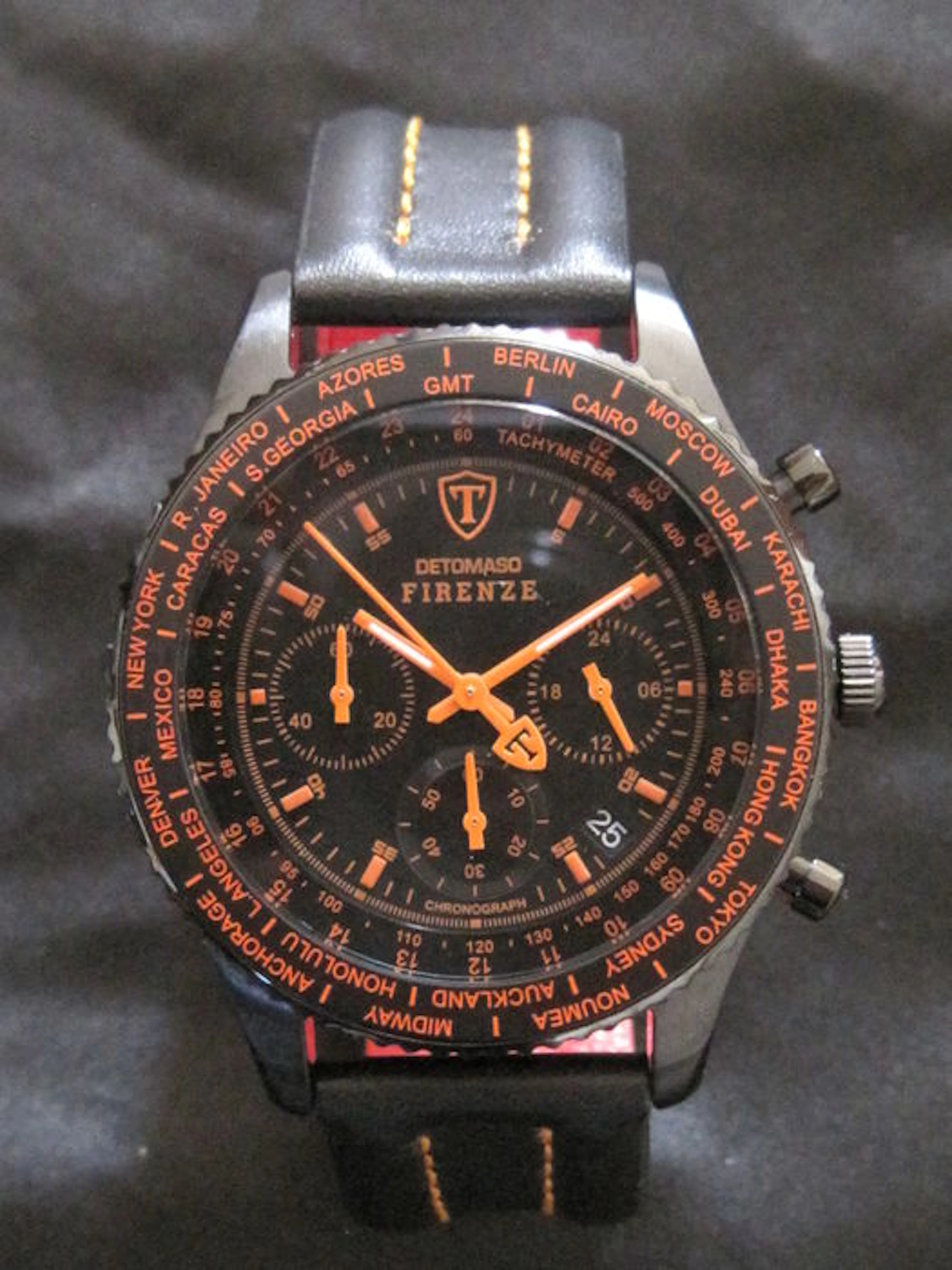 DETOMASO Firenze - Chronograph - Black Orange-Stainless Steel - Black