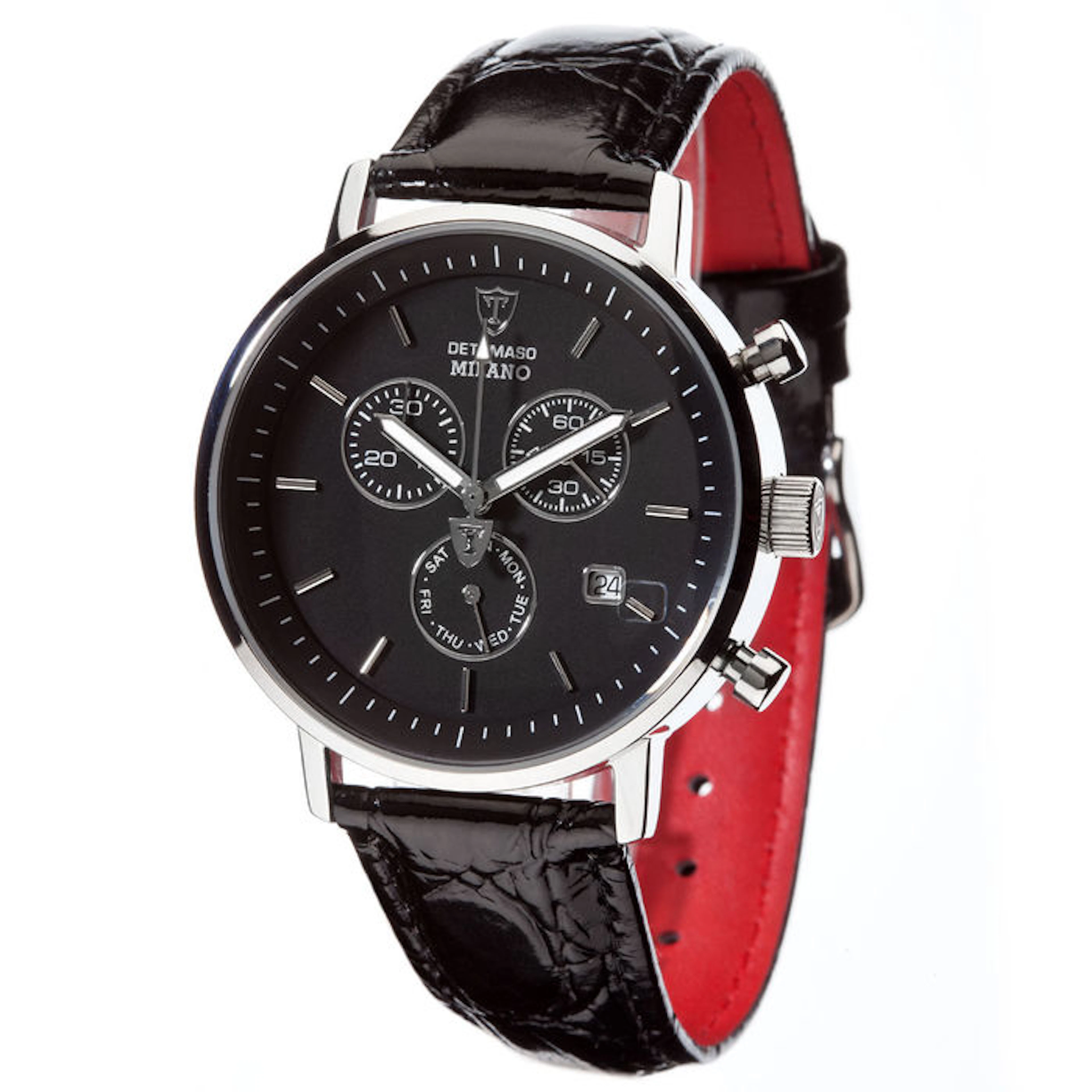 DETOMASO Milano Mens Watch Chronograph Stainless Steel Black Dial