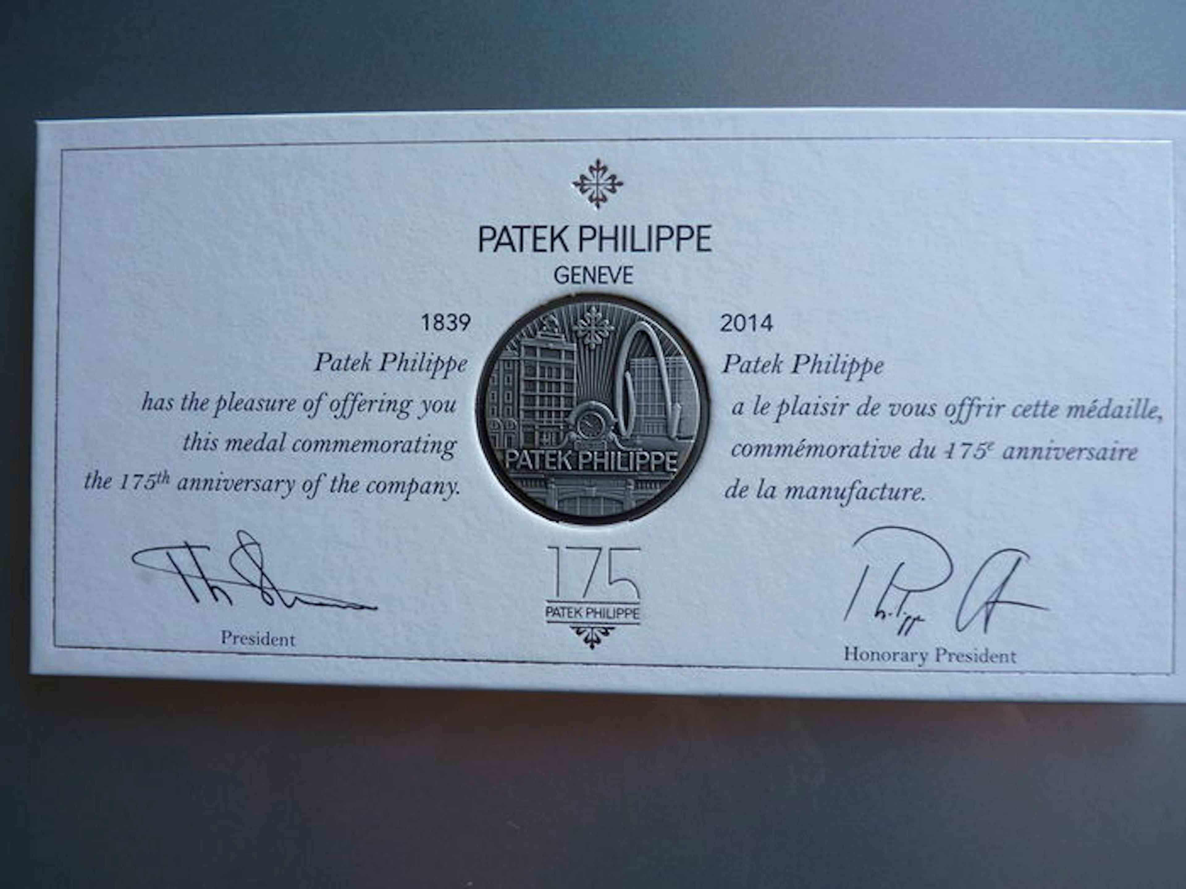 Patek Philippe coin for the 175th anniversary of PP with Katonge unused