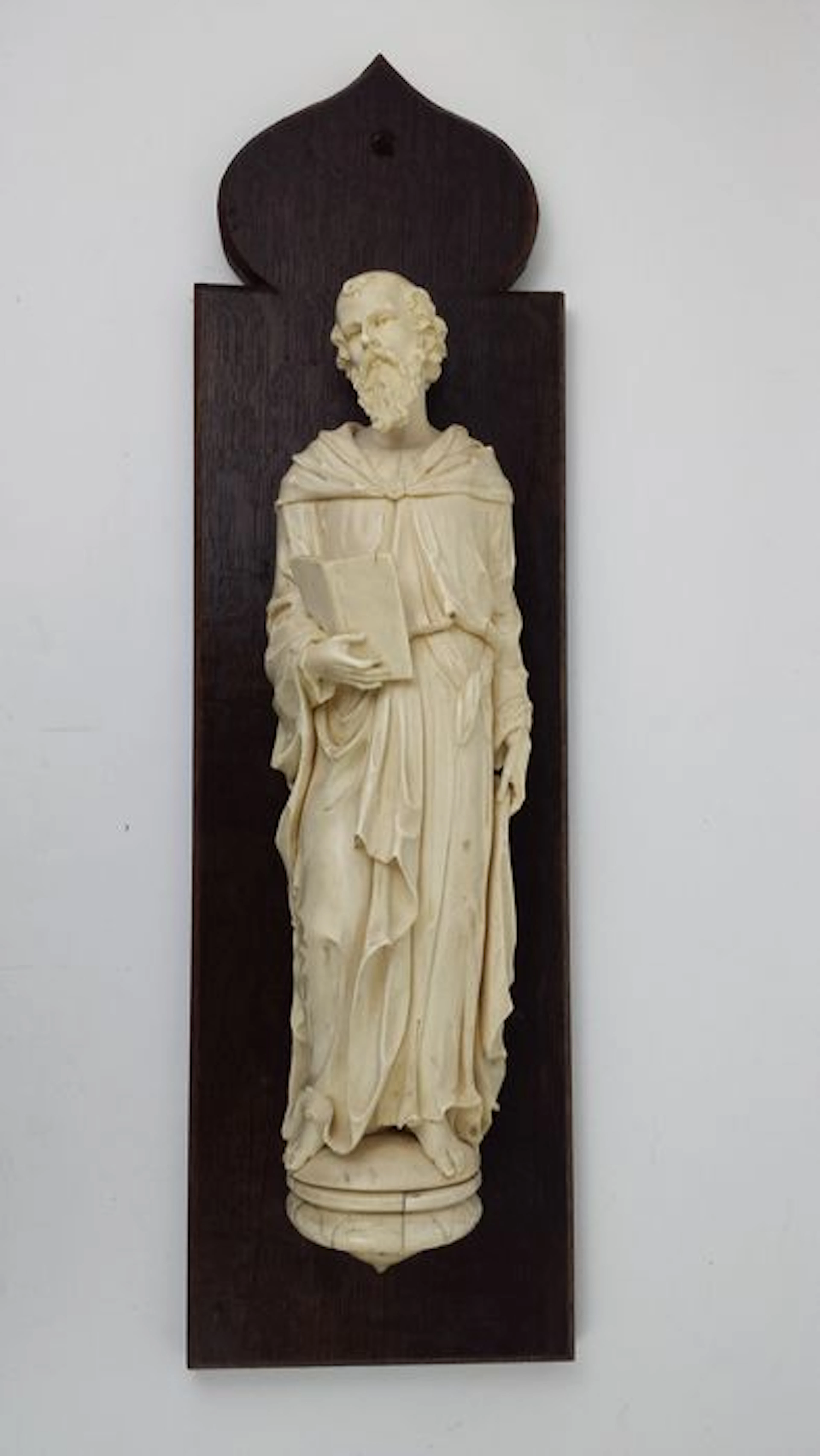A large carved ivory statue of a saint, probably Saint John - Dieppe