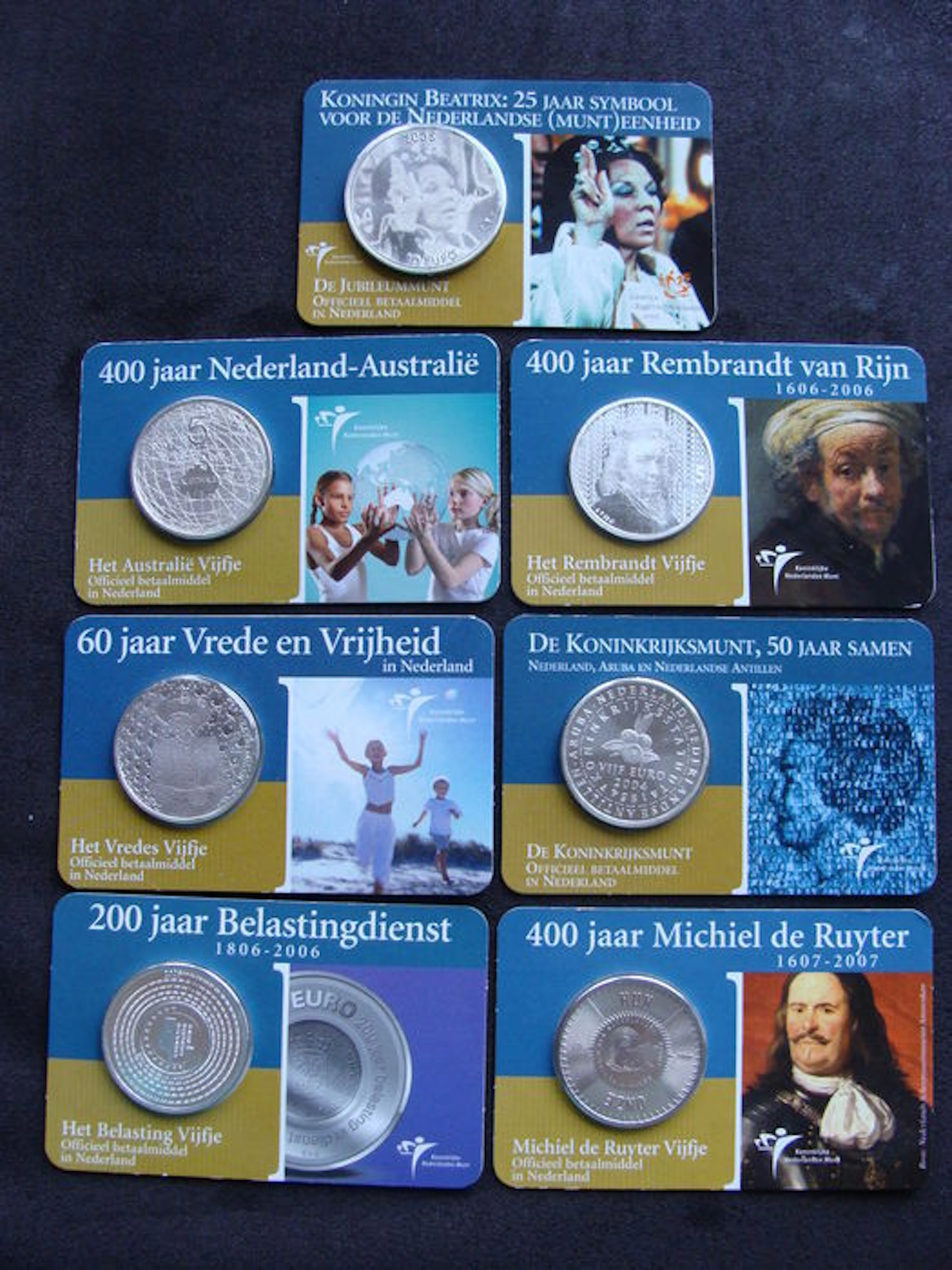 The Netherlands - 5 And 10 euros 2004/2007 silver (7 different ones)
