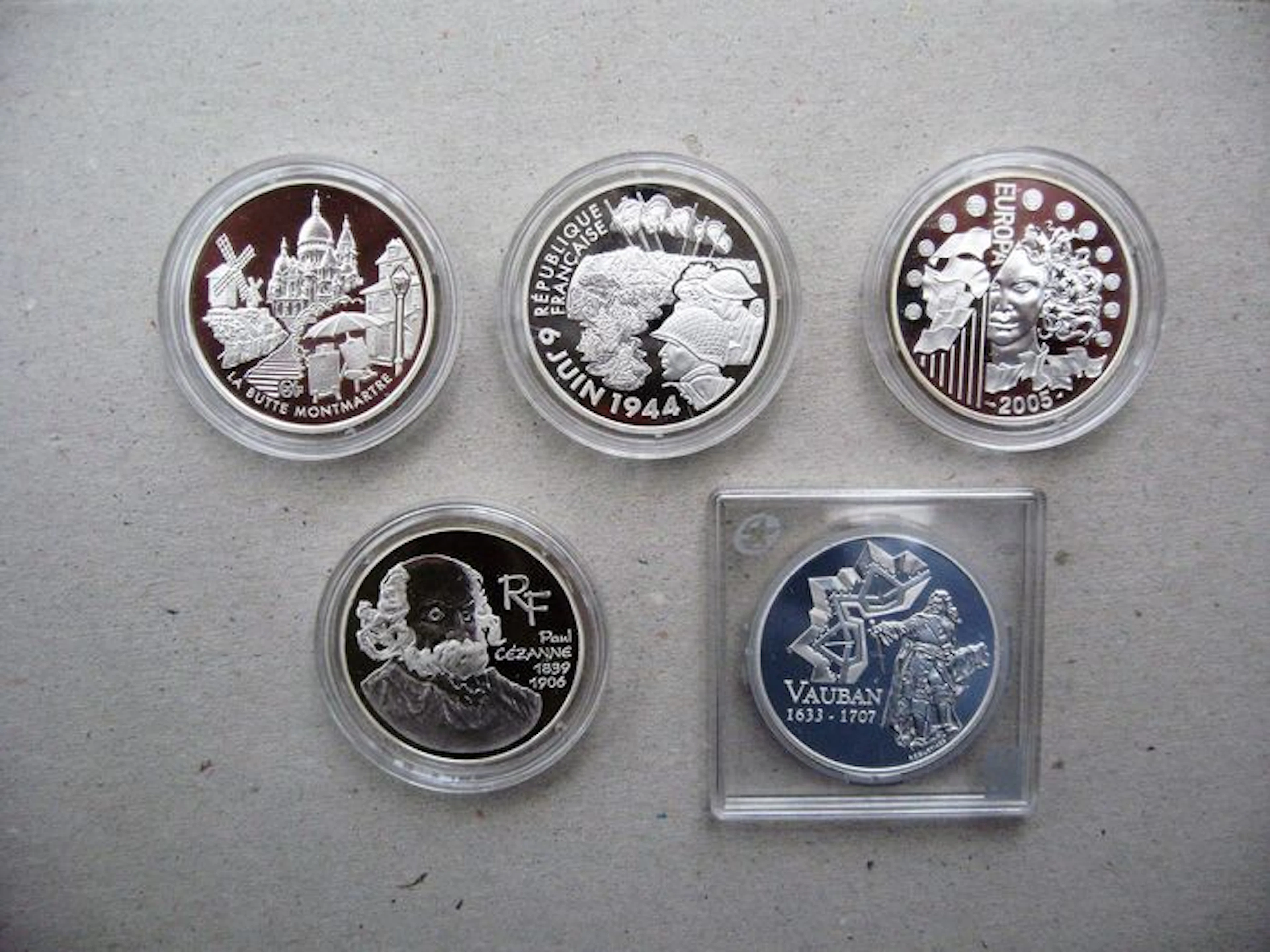 France - 1½ Euro 2002, 2004, 2005, 2006 and 2007 - Silver