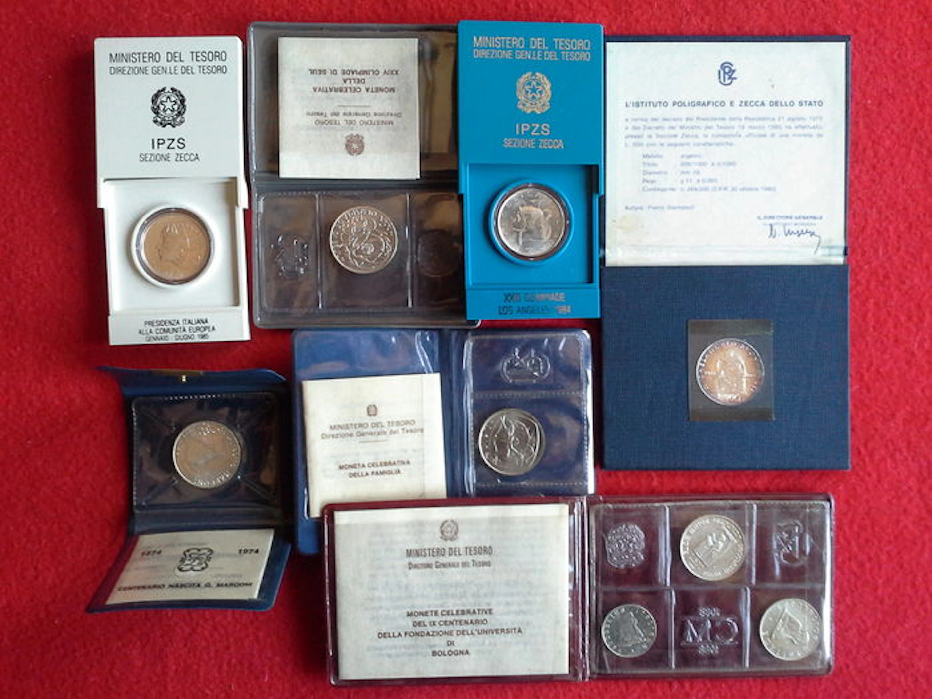 Italy, Republic - 100, 200 and 500 lire commemorative (9 pieces) - Silver