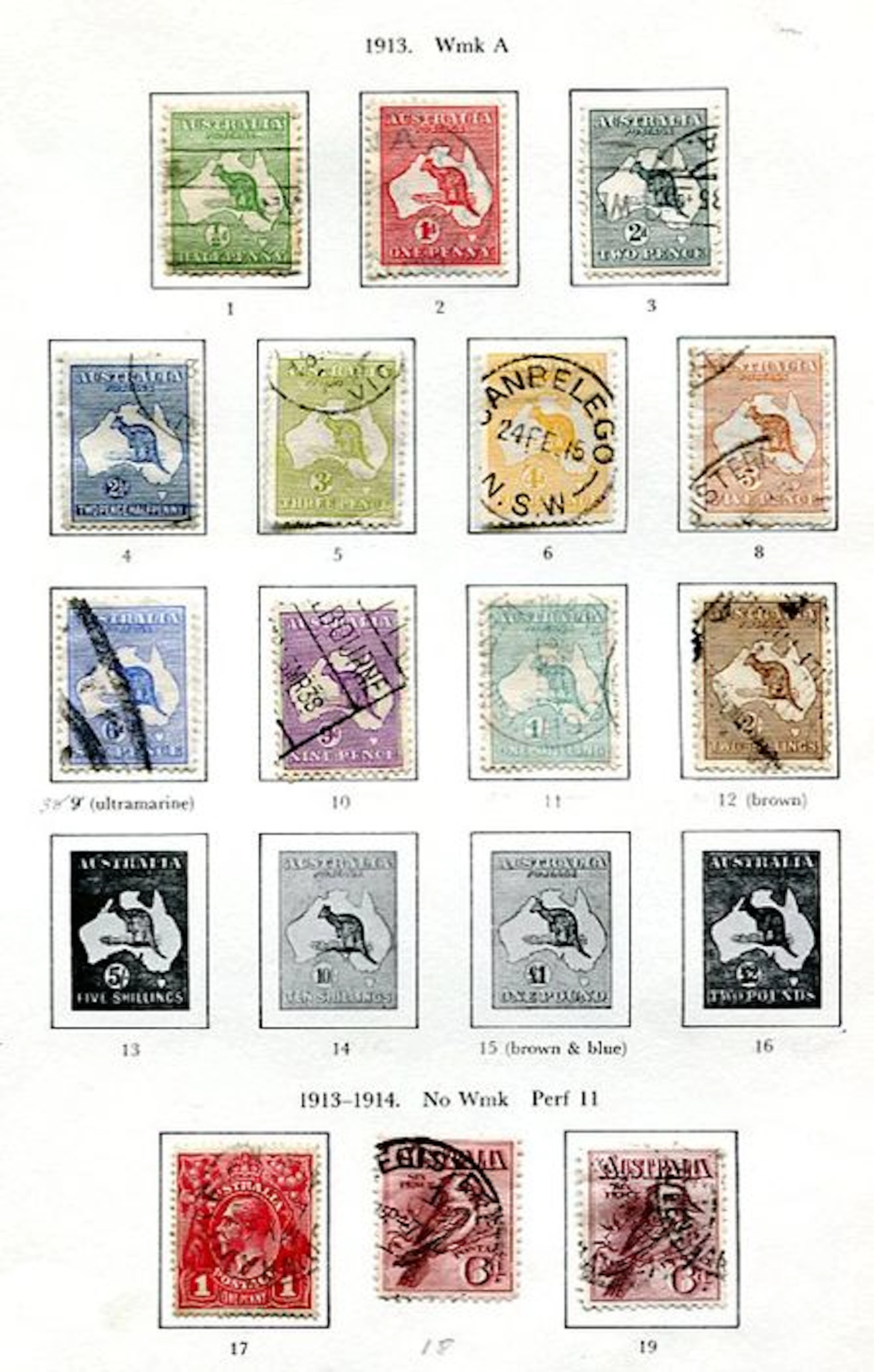 Australia 1913/1965 - collection on 25 SG printed leaves including high values.