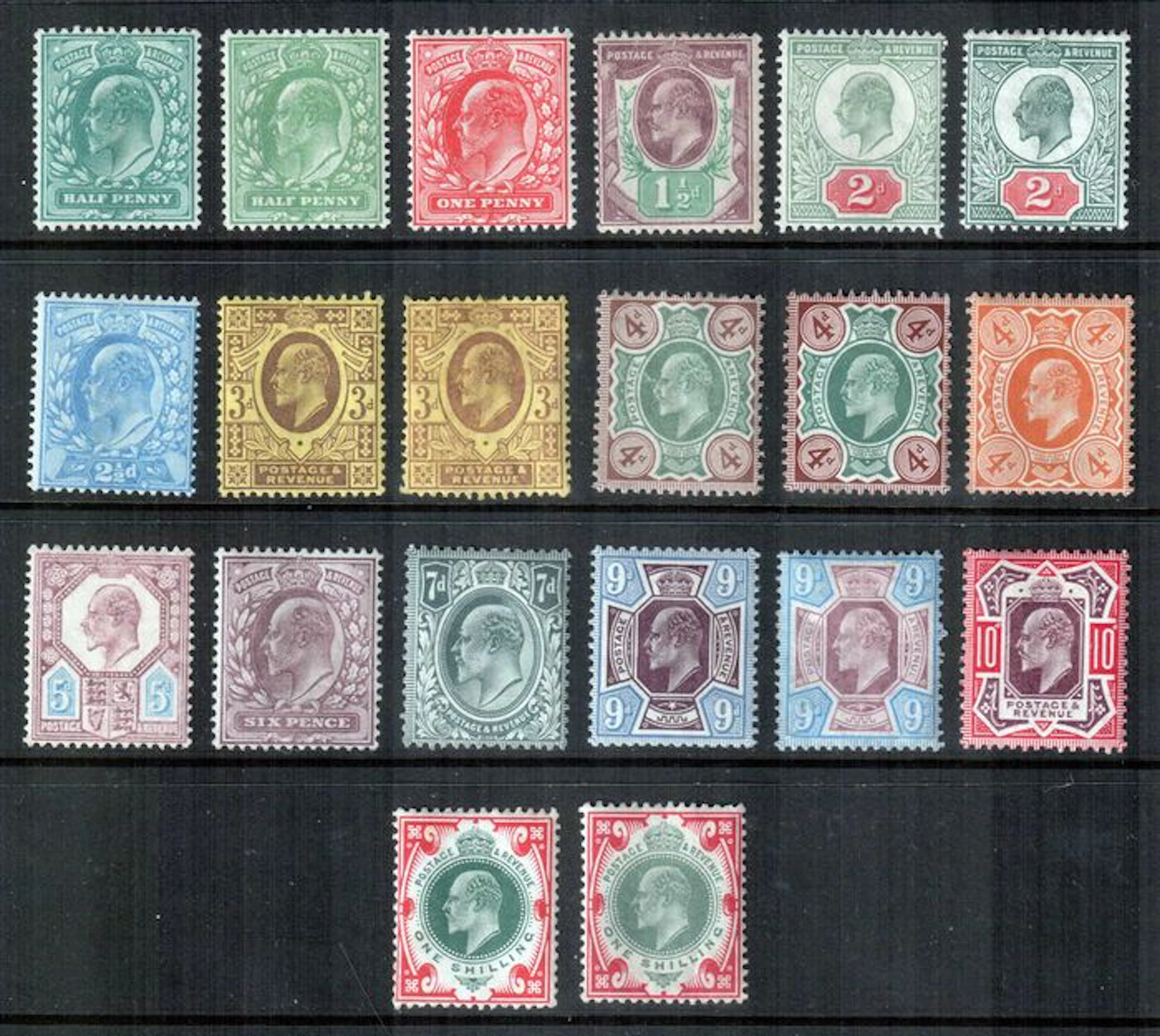 Great Britain King Edward VII 1902/1911 with various shades - set