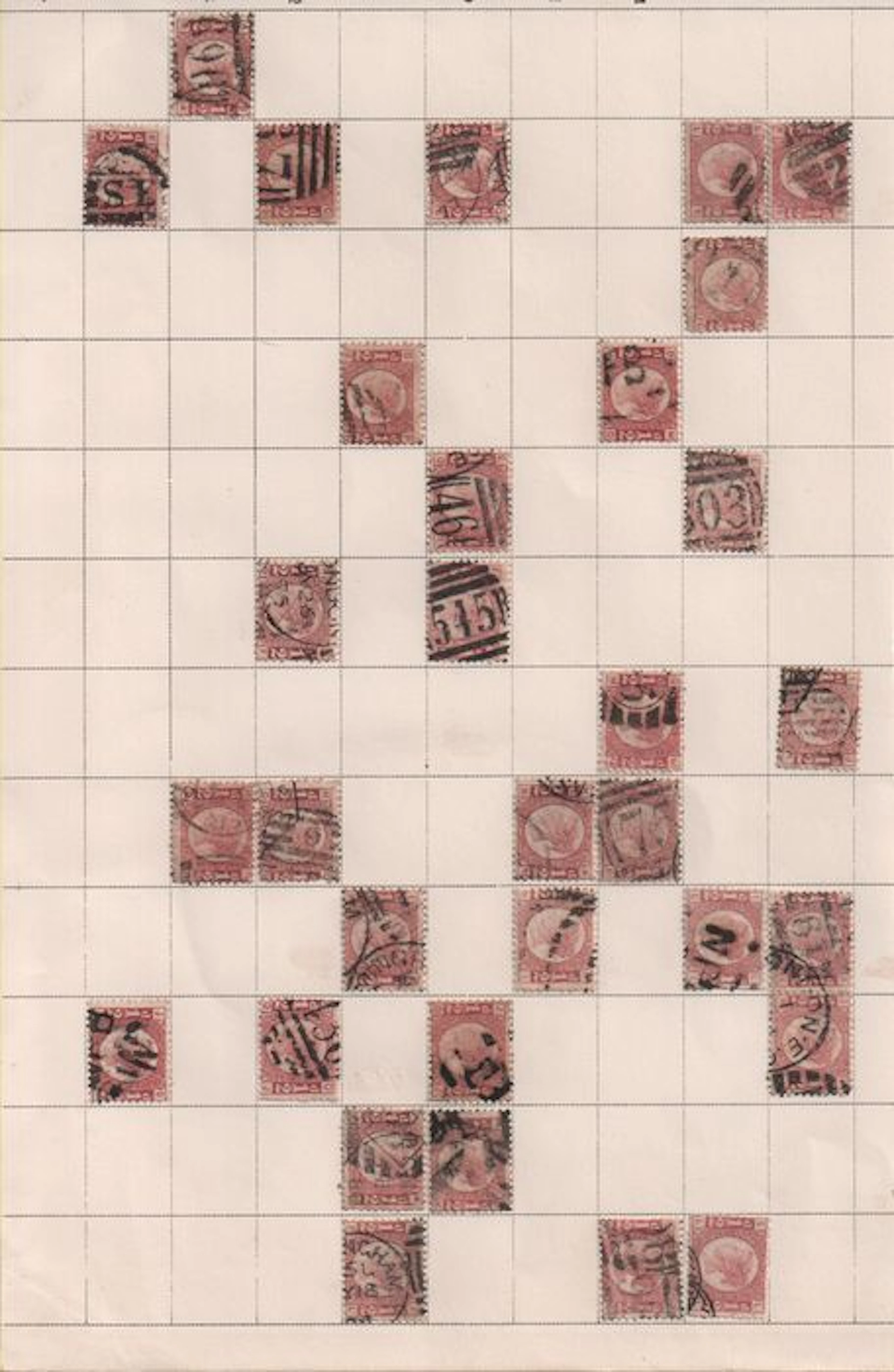 Great Britain Queen Victoria 1870 - 1/2d Bantams part sheet reconstruction