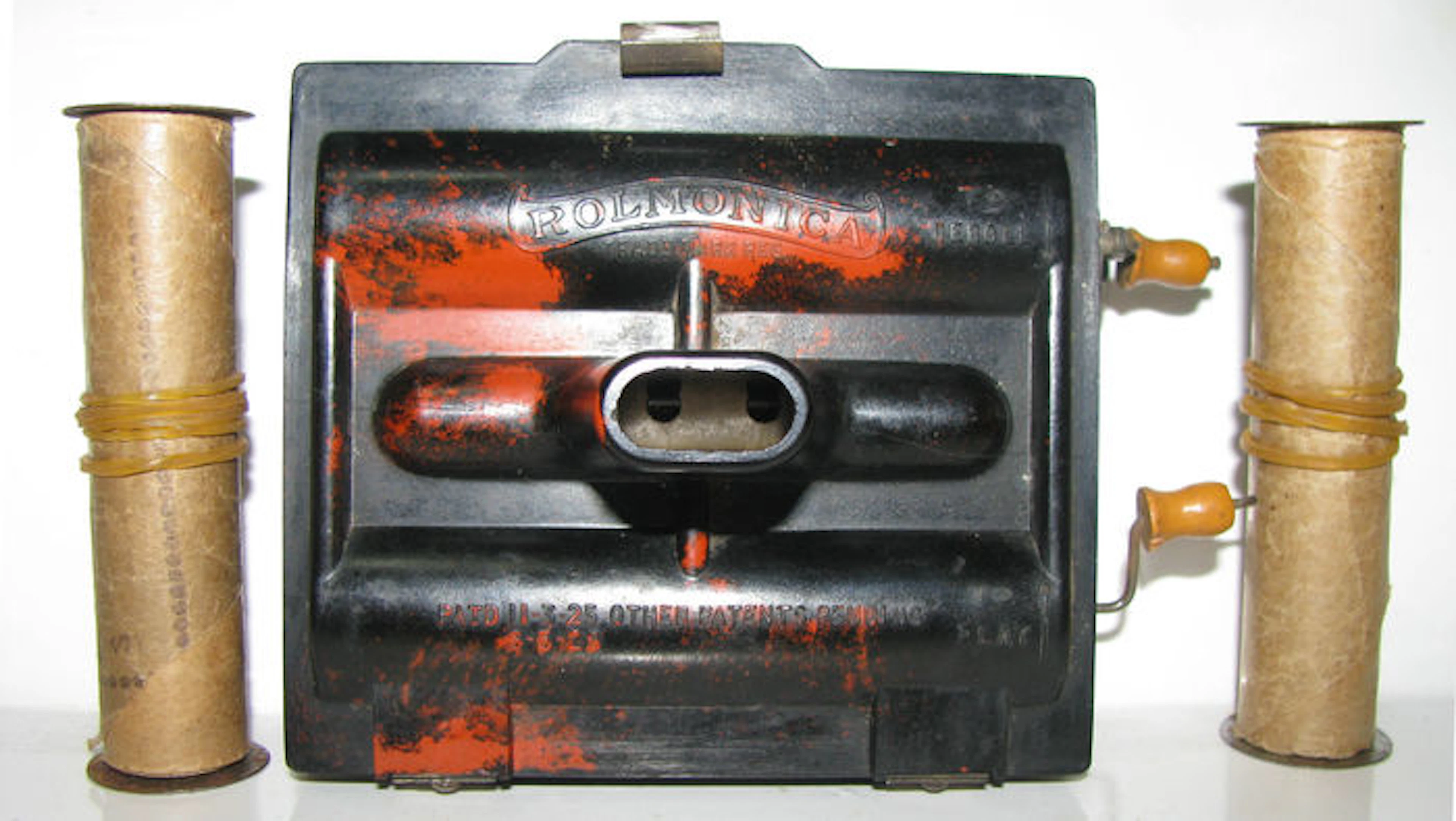 Rare vintage Rolmonica (harmonica) with 3 music rolls - 1928
