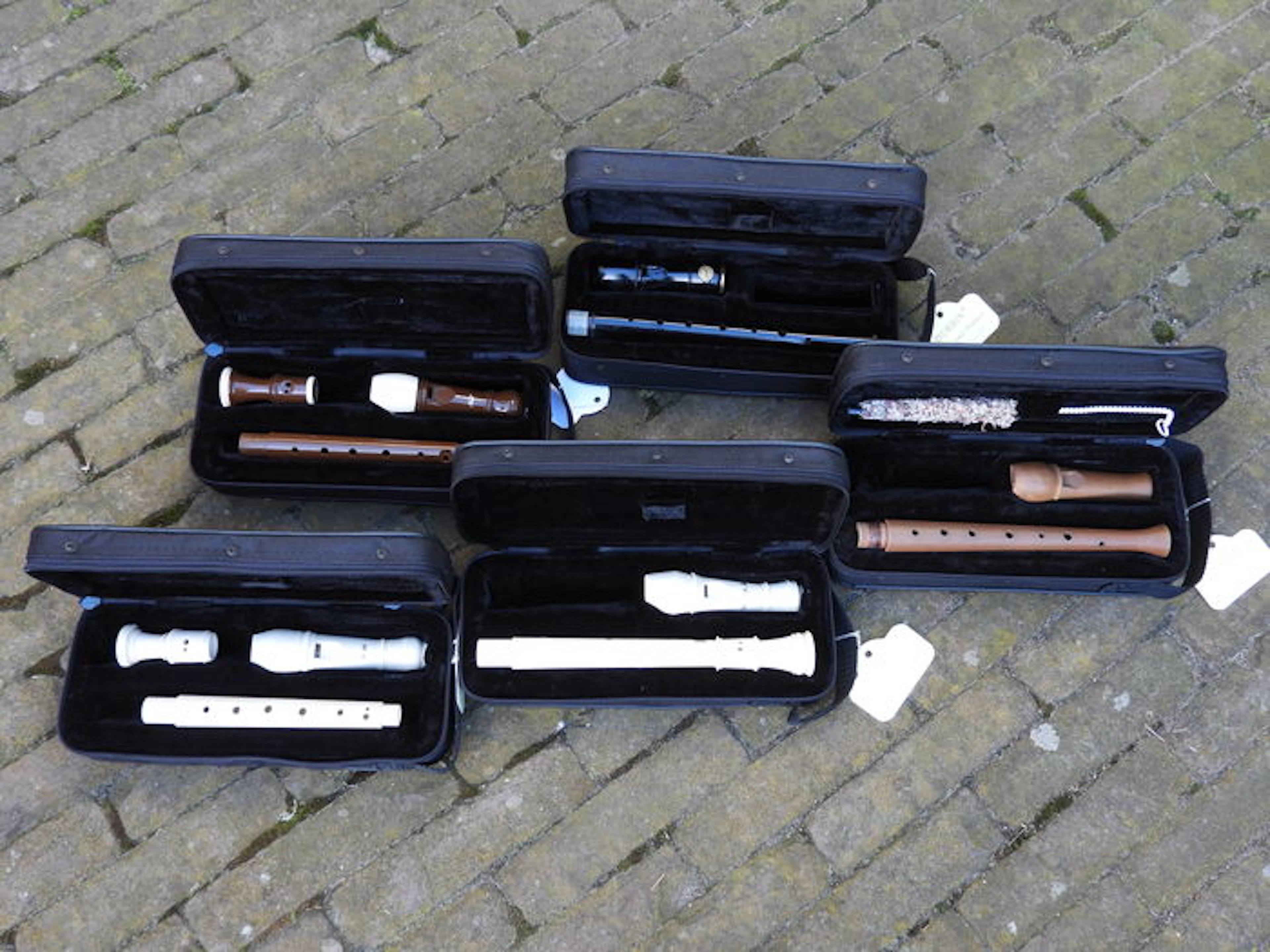 Lot of 5 soprano recorders in luxurious case