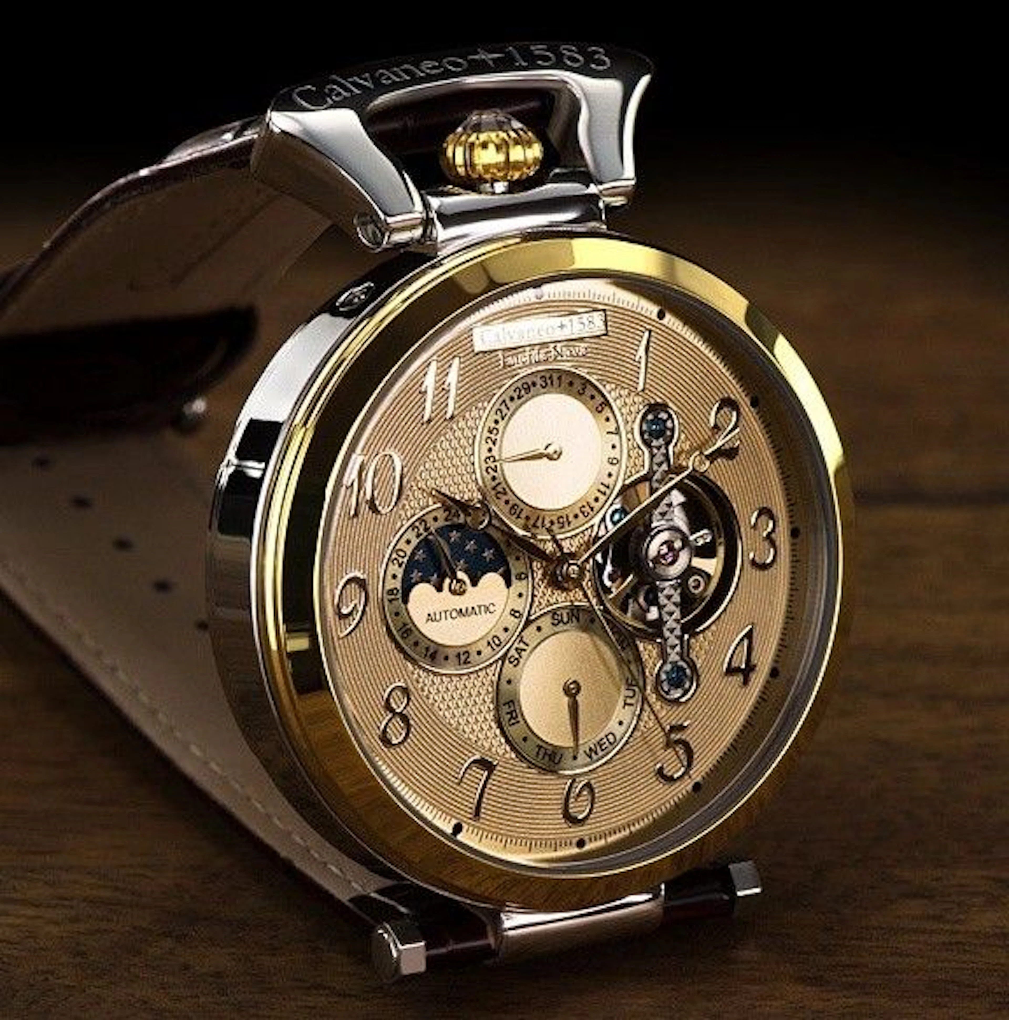 Calvaneo 1583 Lucida Nova Gold - Multifunctioning men's wristwatch