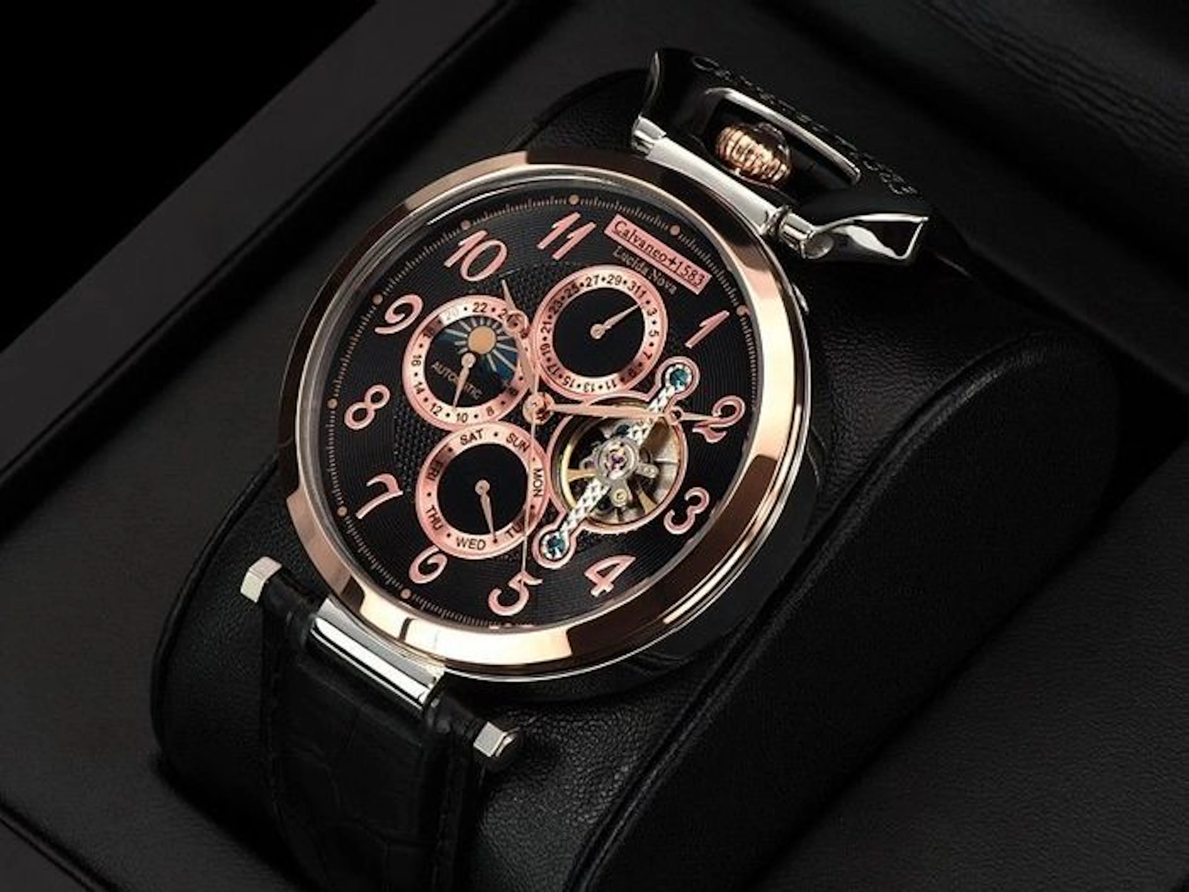 Calvaneo 1583 Lucida Nova Rosegold - Multifunctional men's wrist watch.