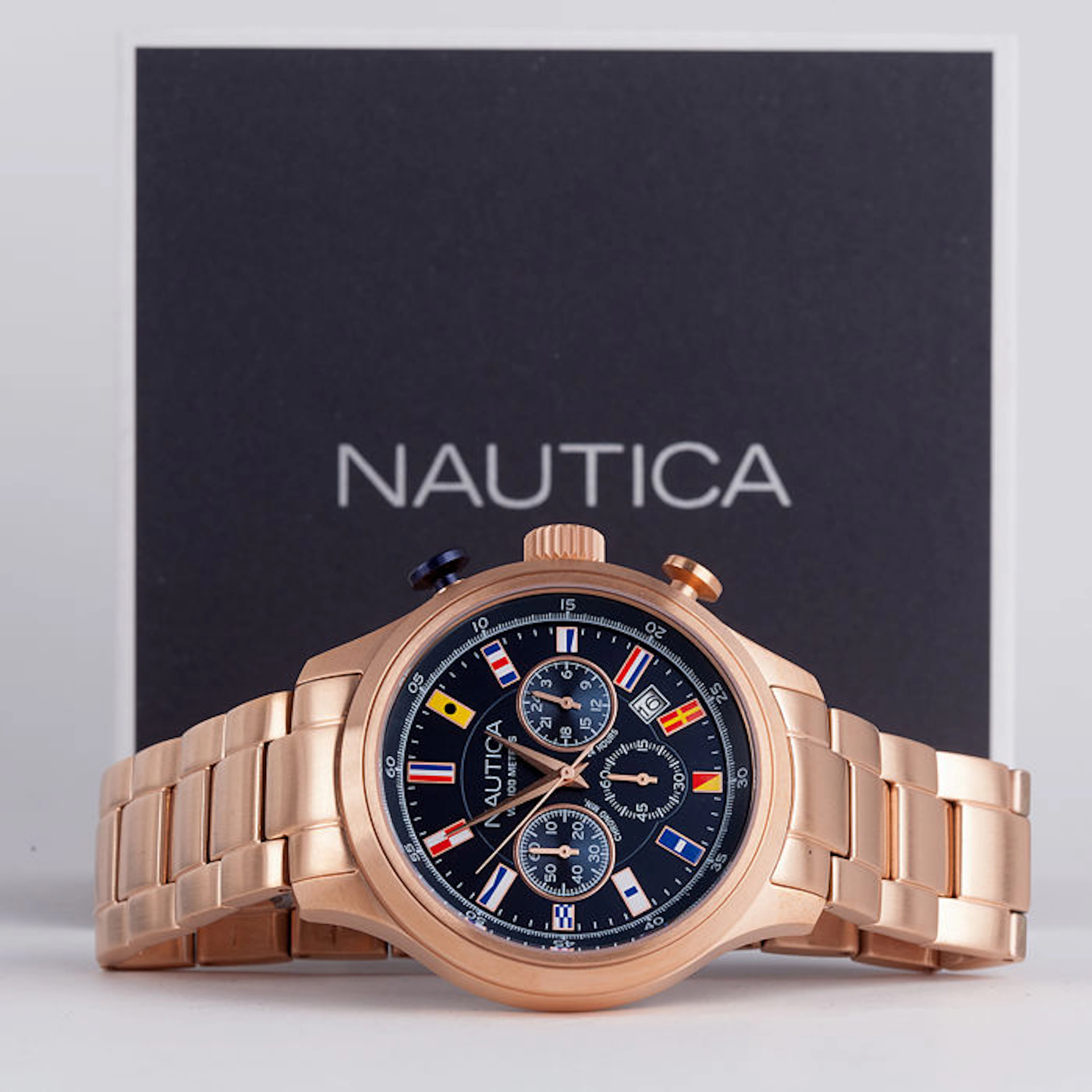 Nautica Chronograph nautical flag – men's wristwatch – new condition 0205.