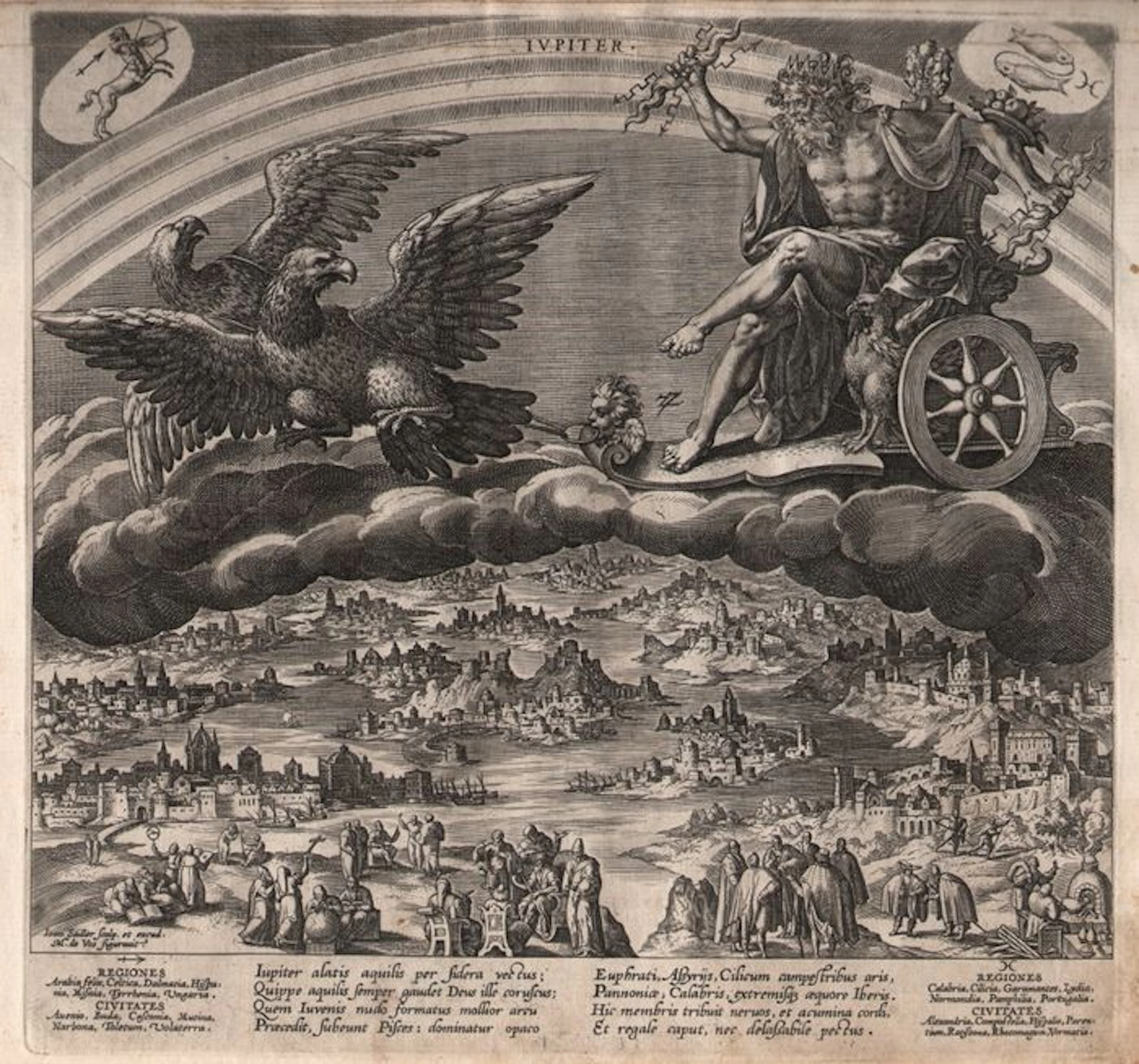 Jan Sadeler I (1550-1600 ) naar Maerten De Vos (1532-1603) - Jupiter