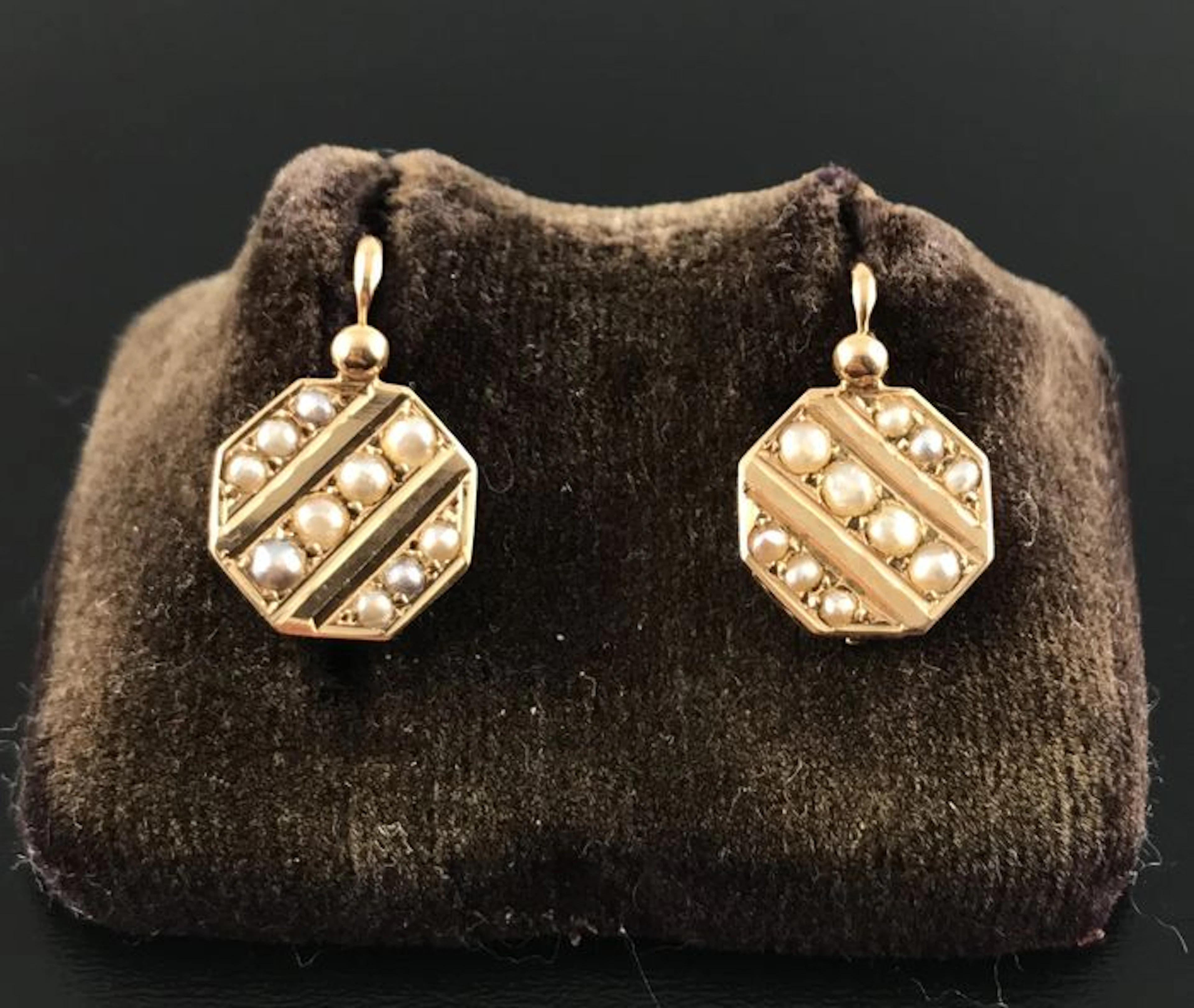Pair of sleeper earrings, 19th century, Napoleon III period, in 18