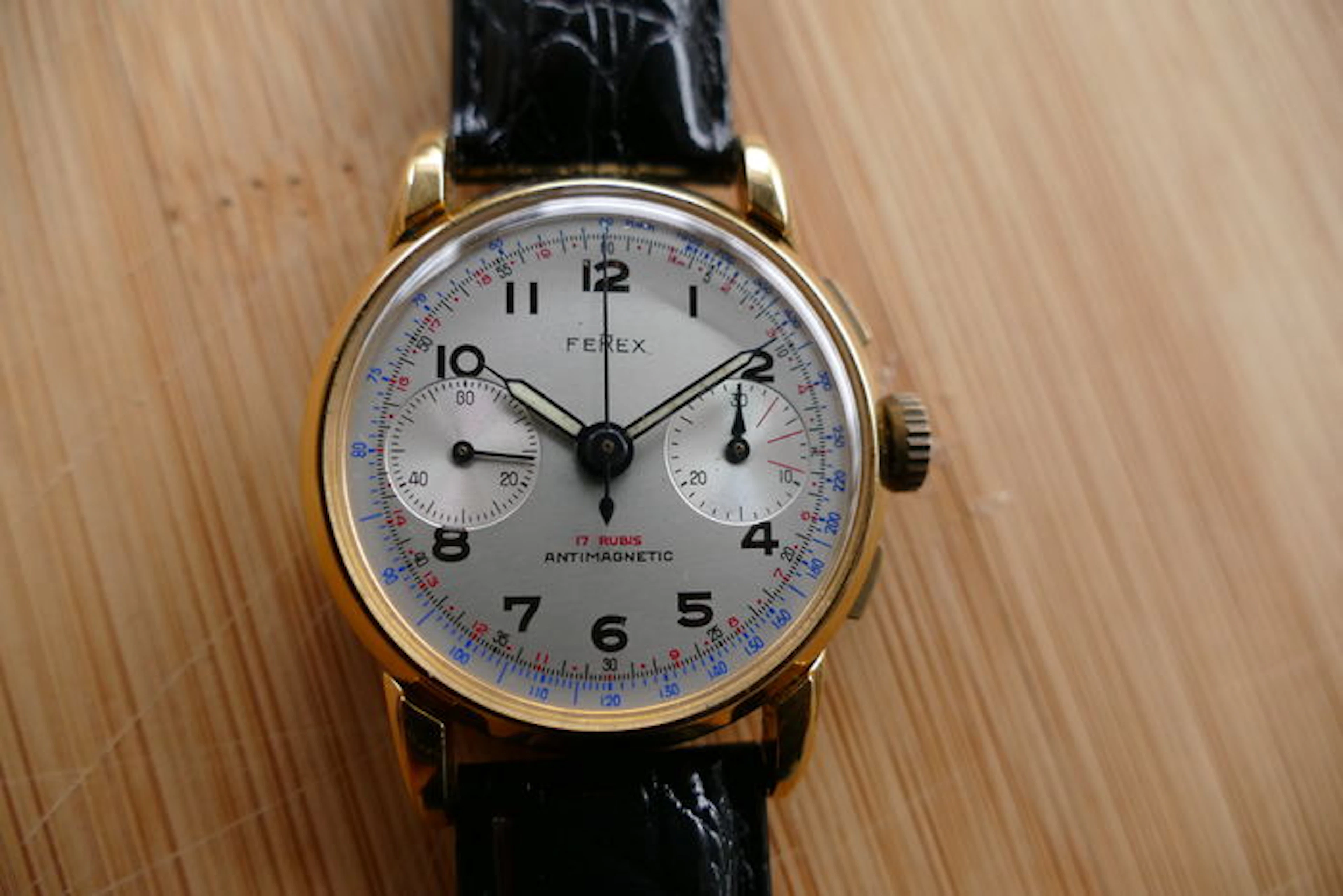 Ferex Chronograph Suisse - gold plates - 1950s - NO RESERVE