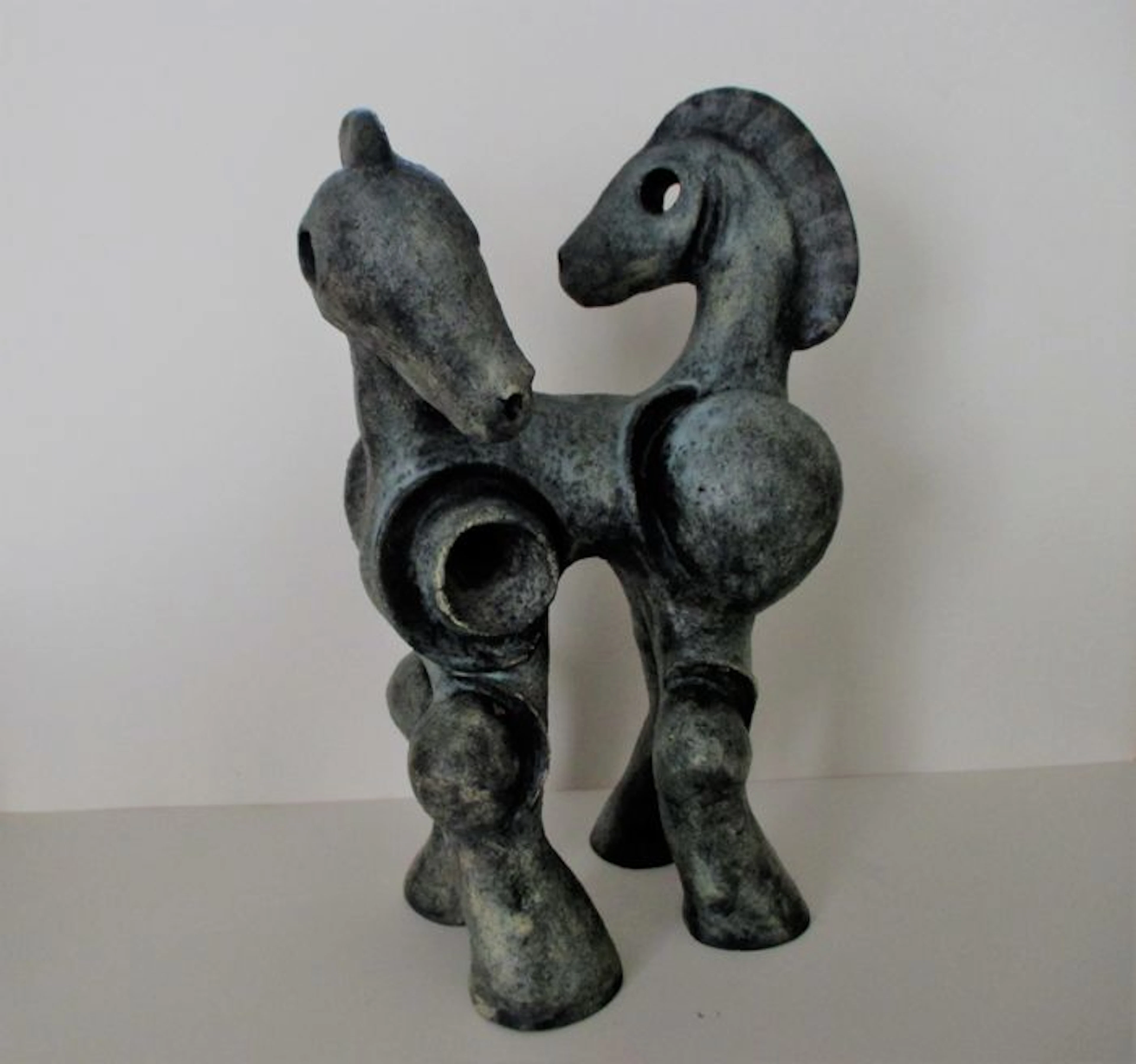 Cees Vermeer - unique "Brons kleurig tweeling paard" (bronze coloured
