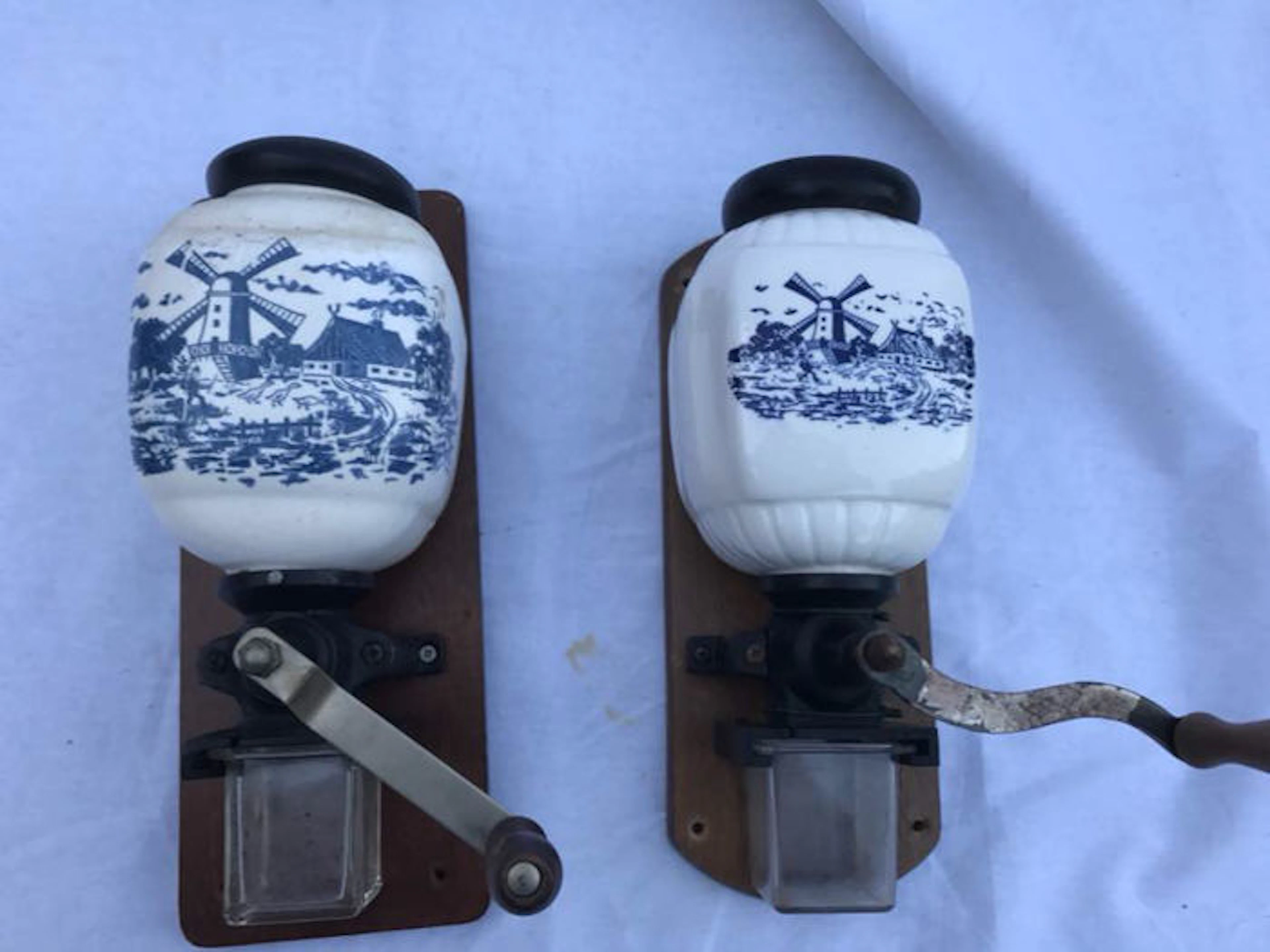 2 x beautiful porcelain wall mounted coffee grinder