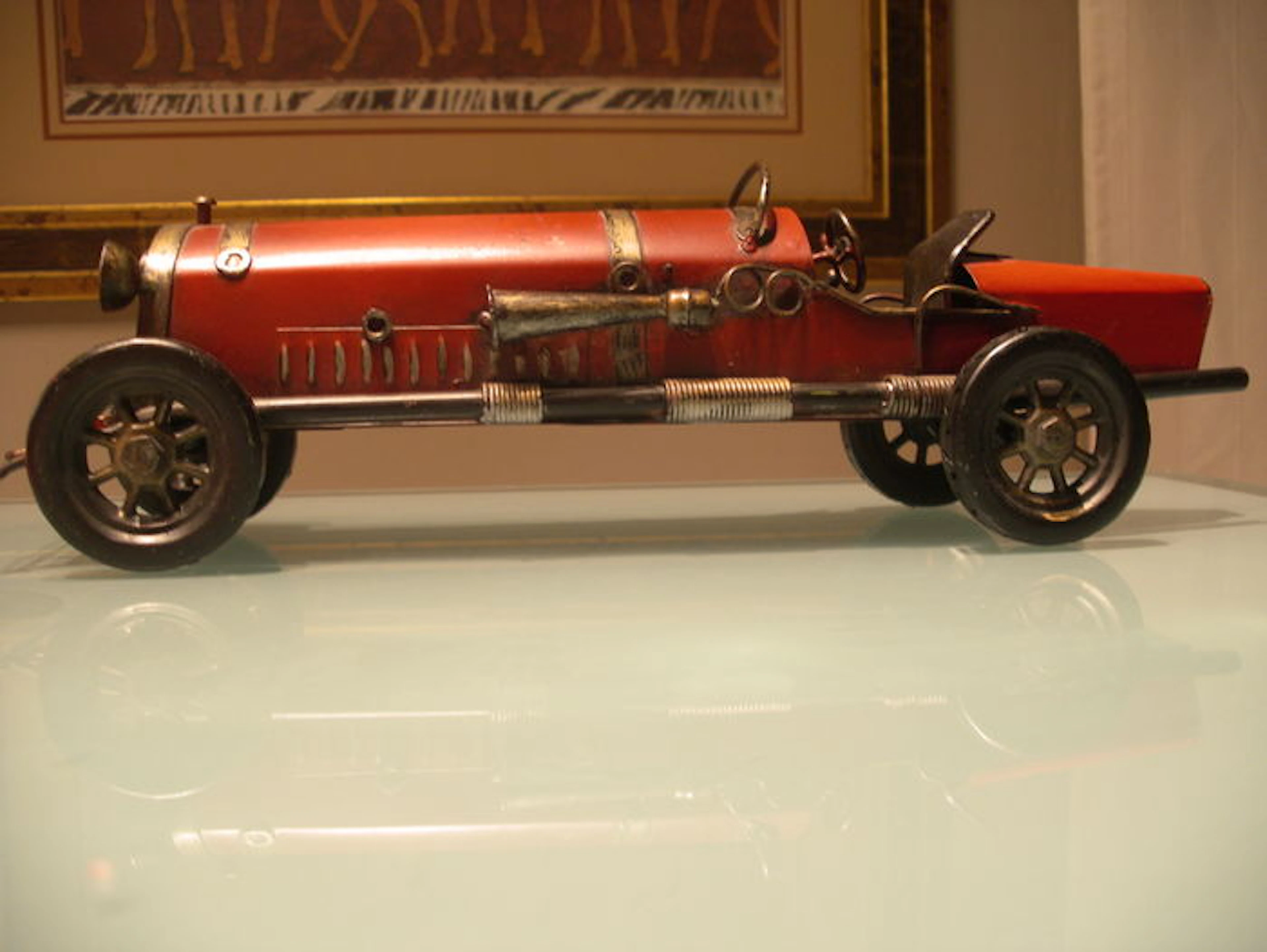 Vintage sports car in pewter style 1930 . Length 38cm - height 9 cm.