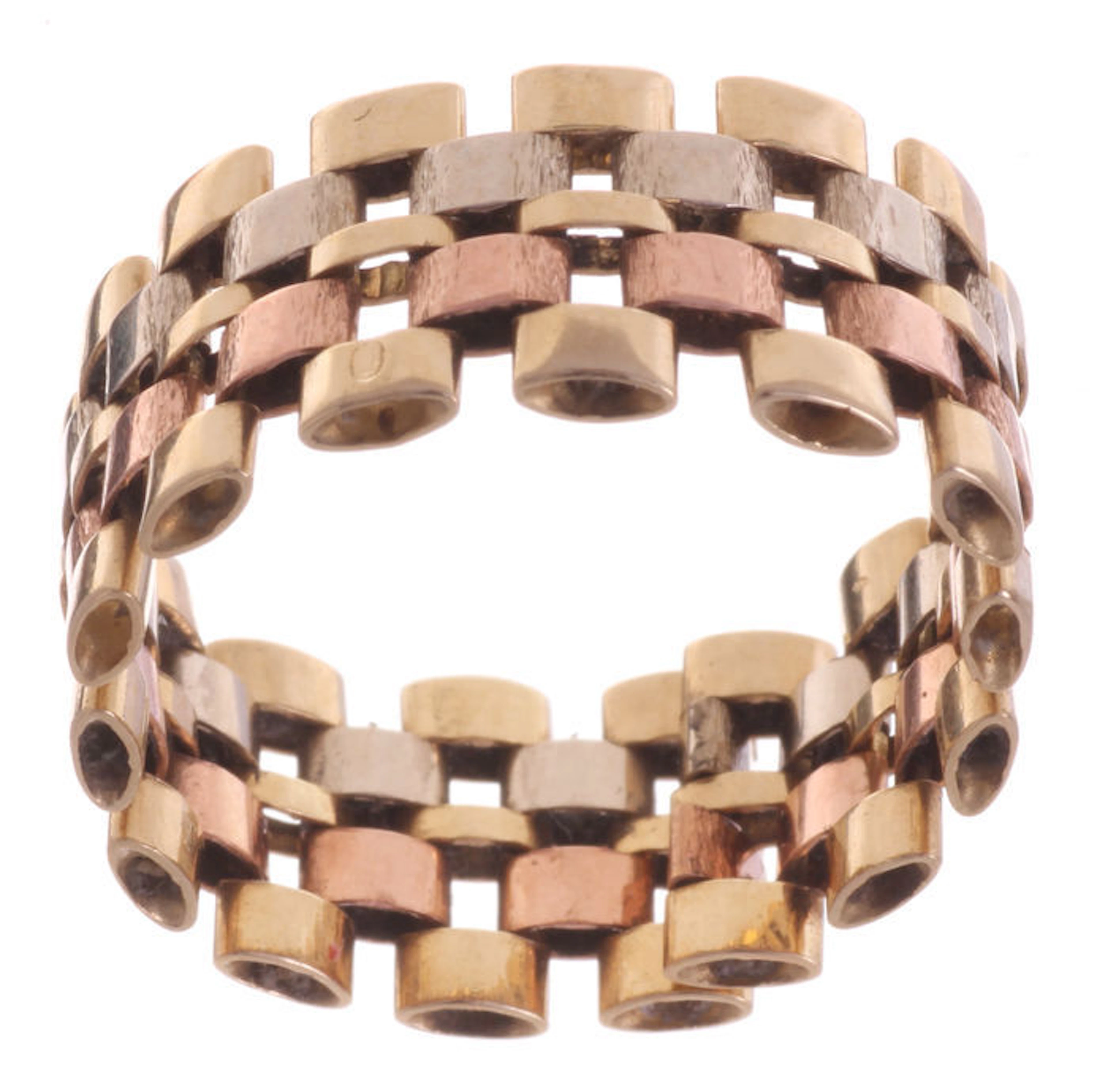 Tricolour flexible gold ring – Rolex style - matte / poly