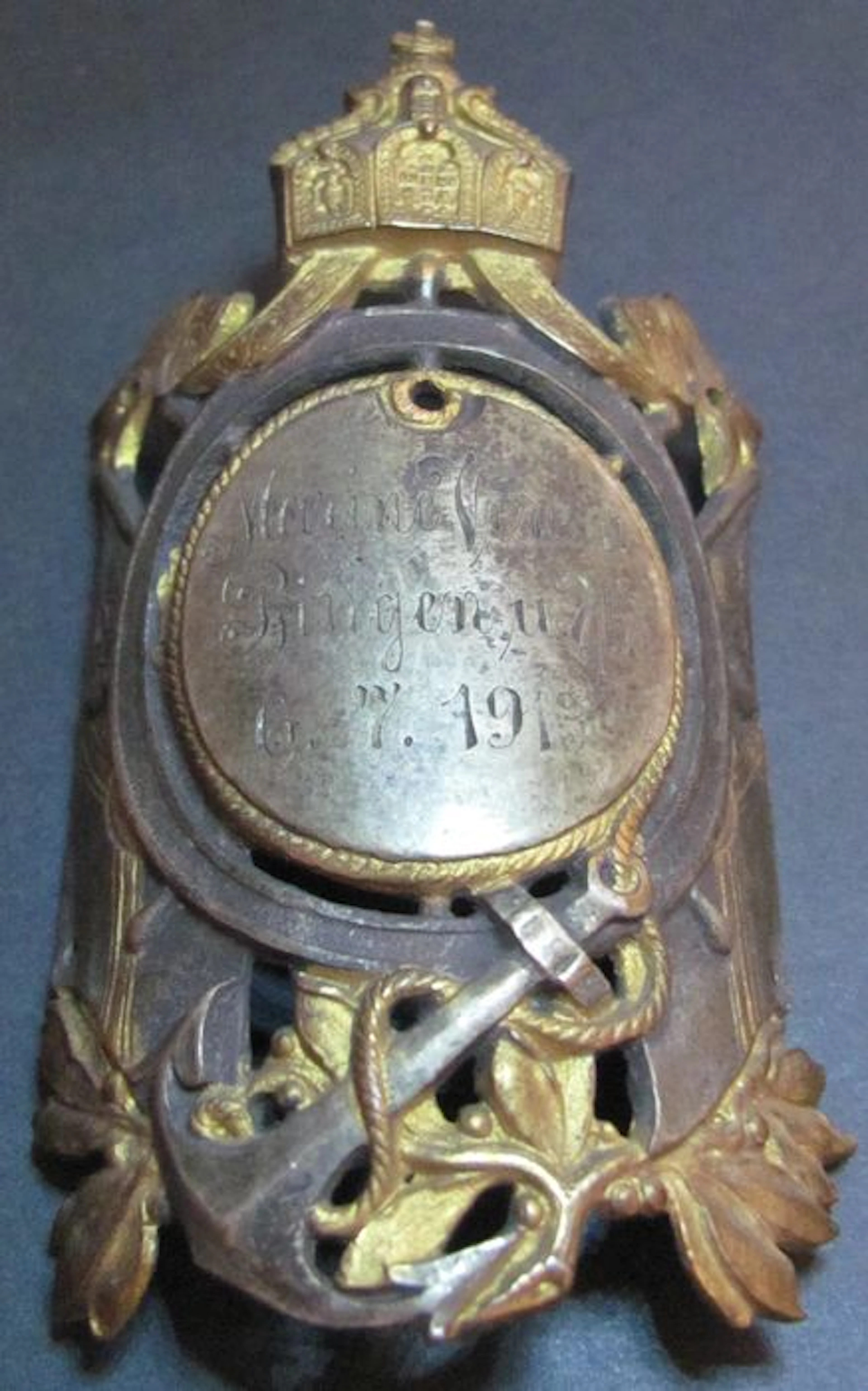 1913 German Reich Badge with Engraving - Marine Club Bingen ges.protected