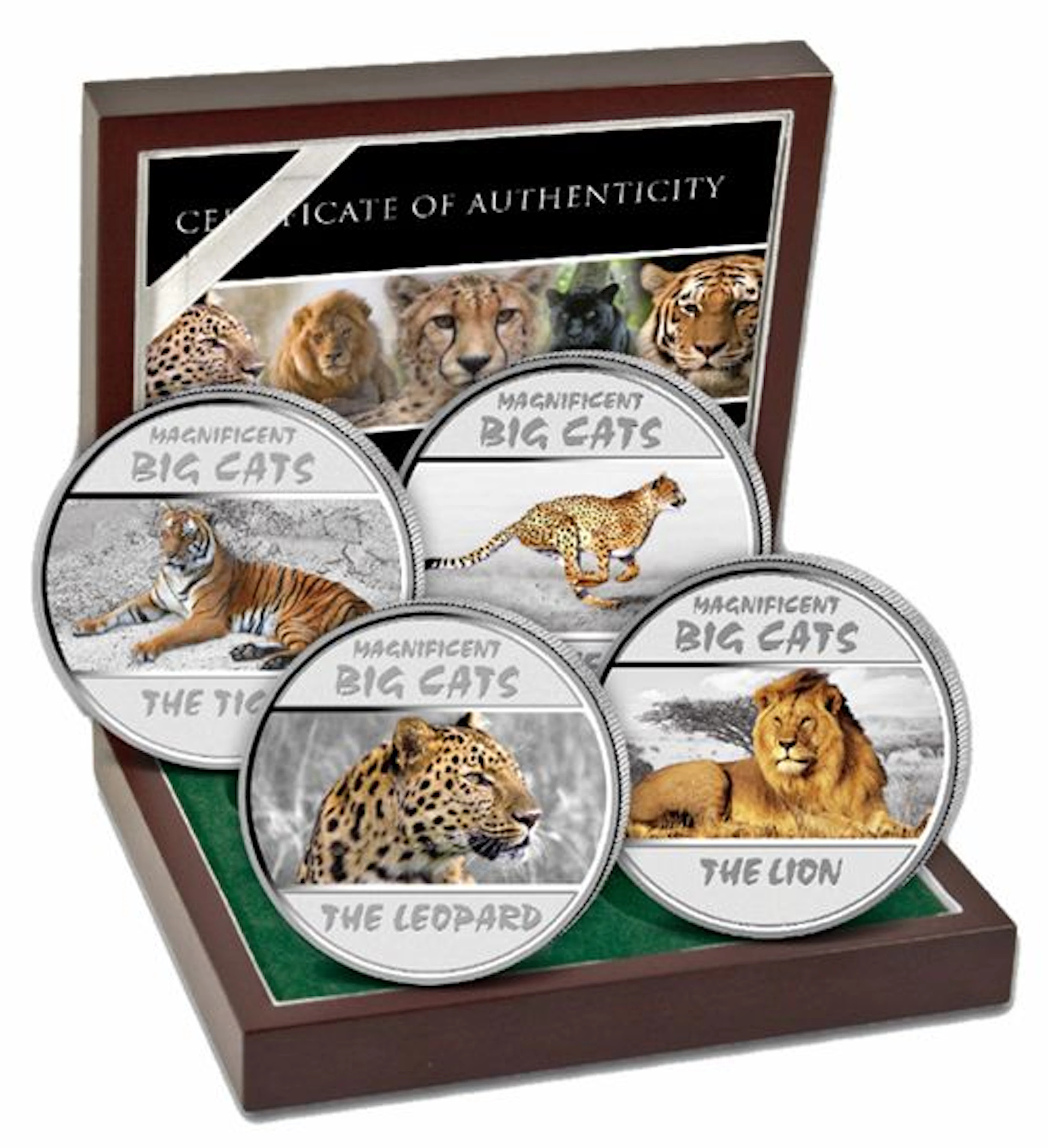 Congo - 4x 30 Francs - big cats 2011 - big cats of the Savannah -