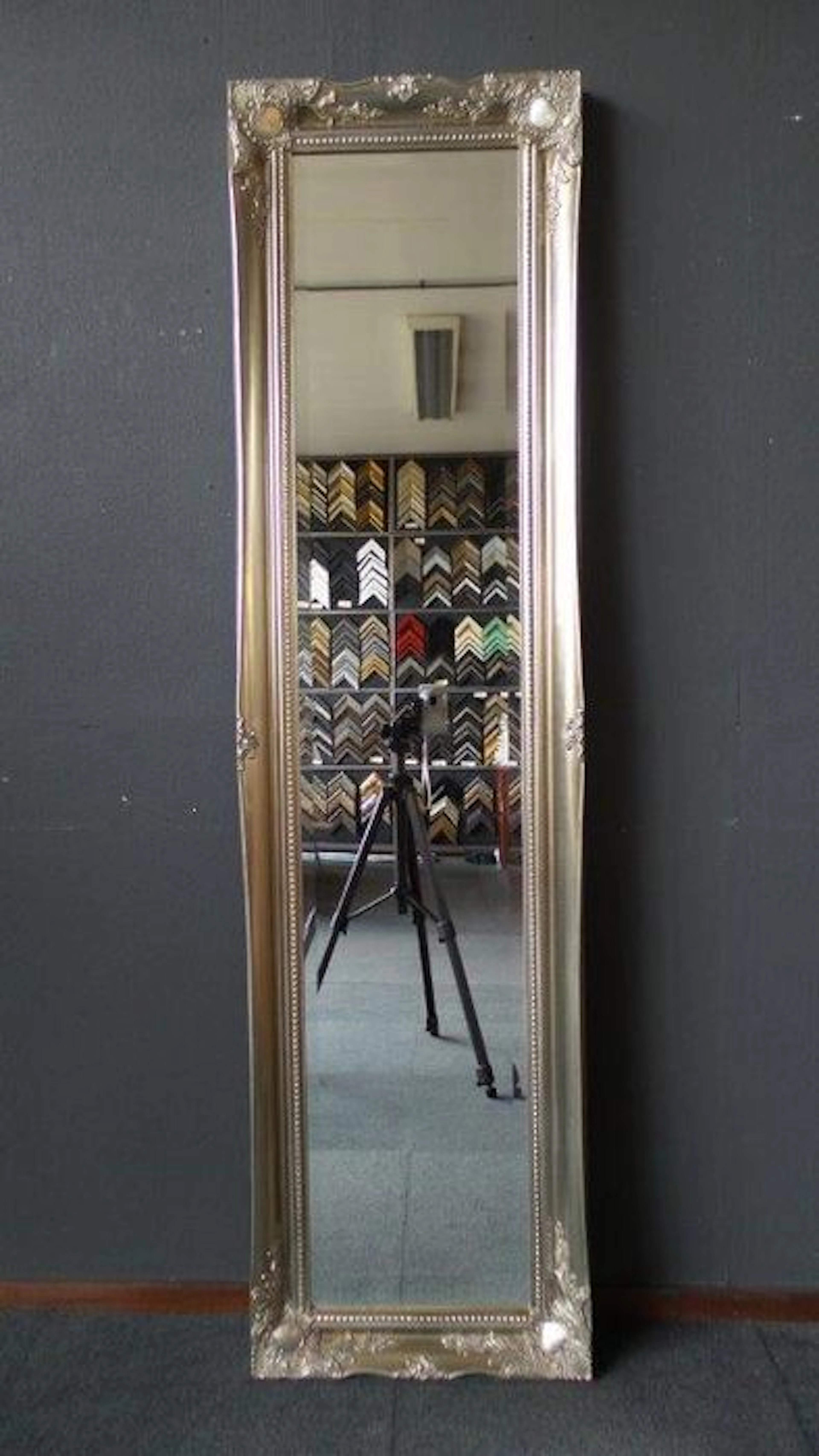 Large full length mirror with facet cut glass - hand-gilded frame