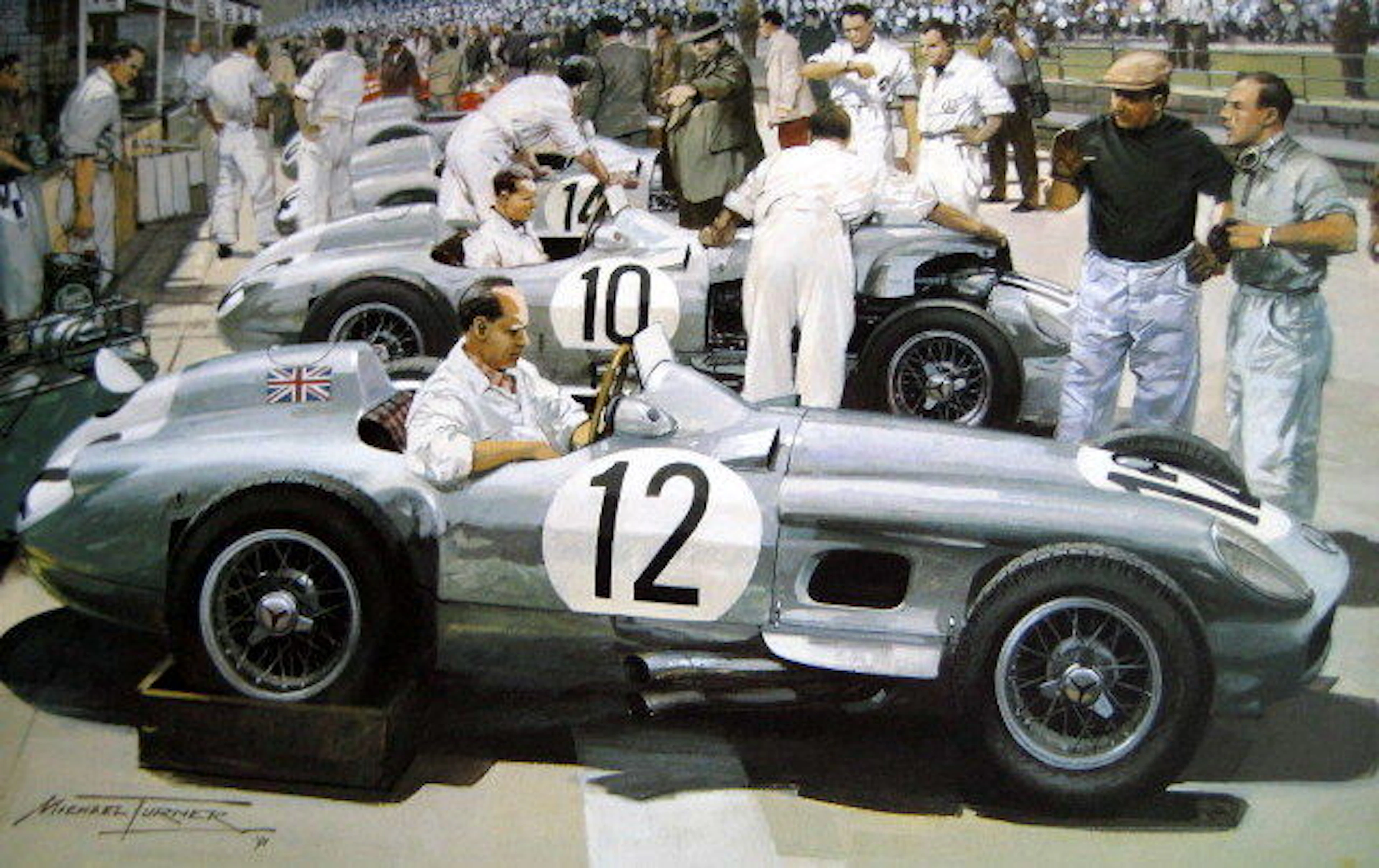 Art Print - "British Grand Prix 1955 - Aintree" - Mercedes-Benz W196