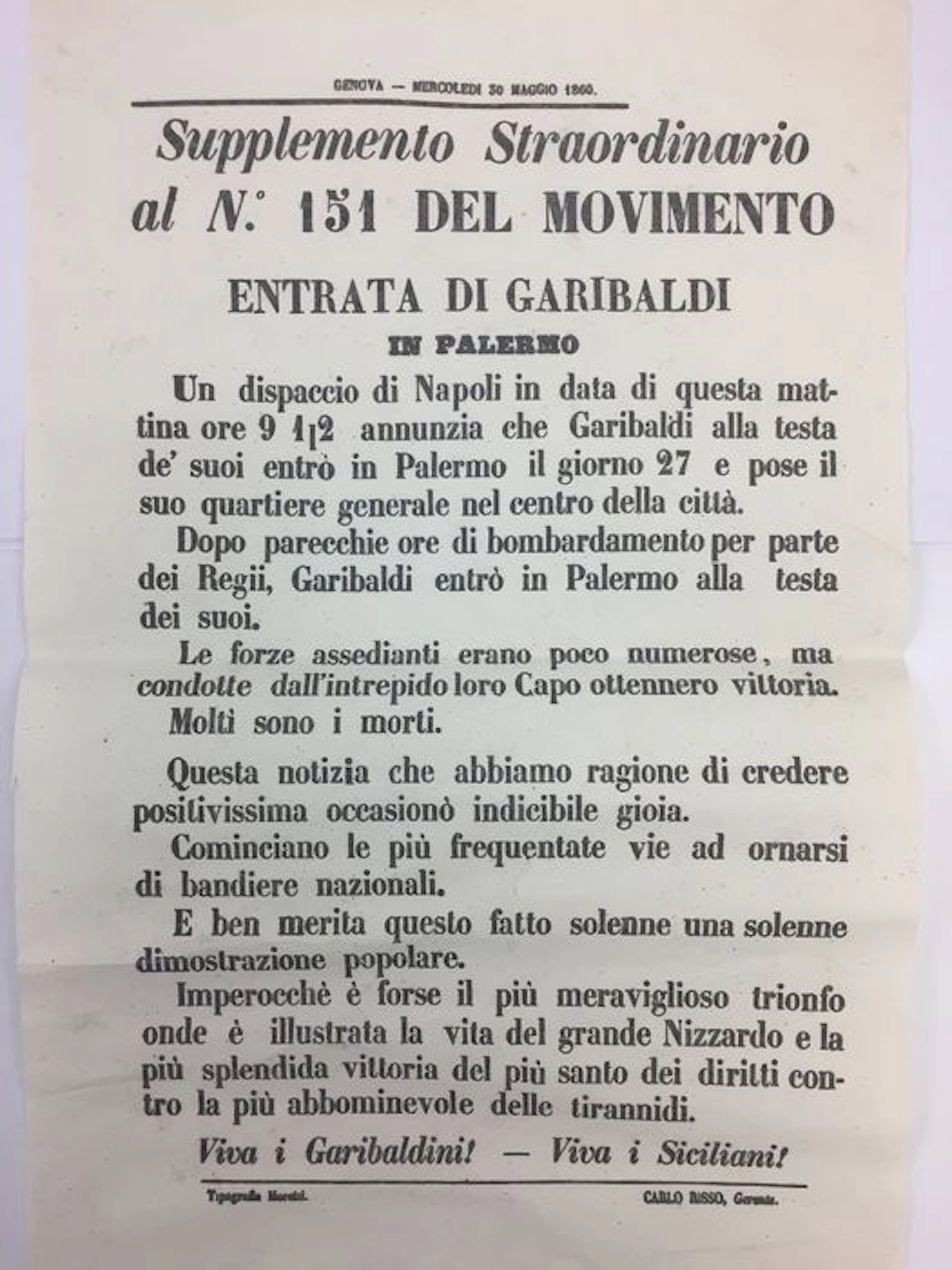 Giuseppe Garibaldi arrives in Palermo