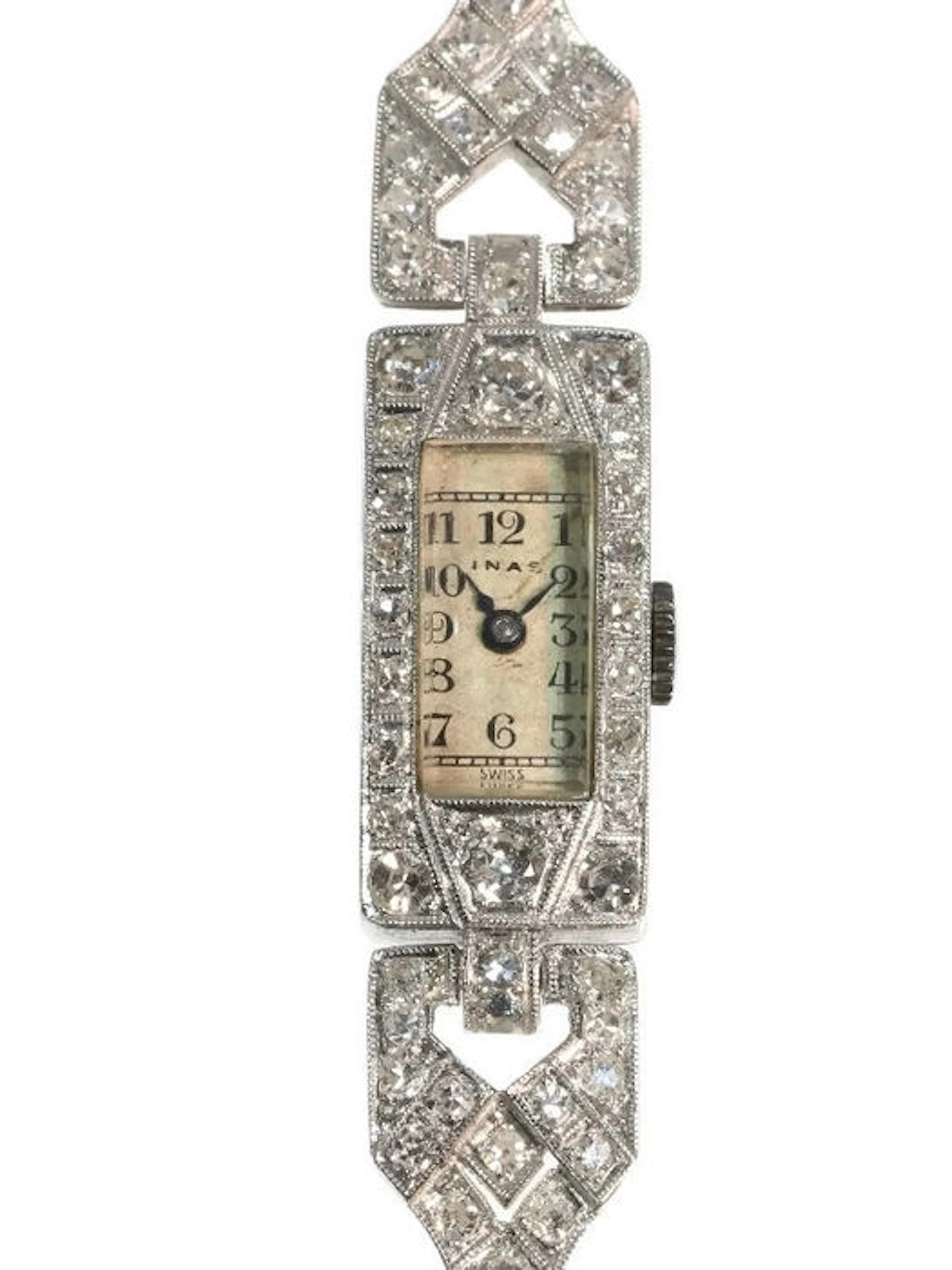 Inas ladies platinum and gold diamond Art Deco cocktail wrist watch, anno 1920