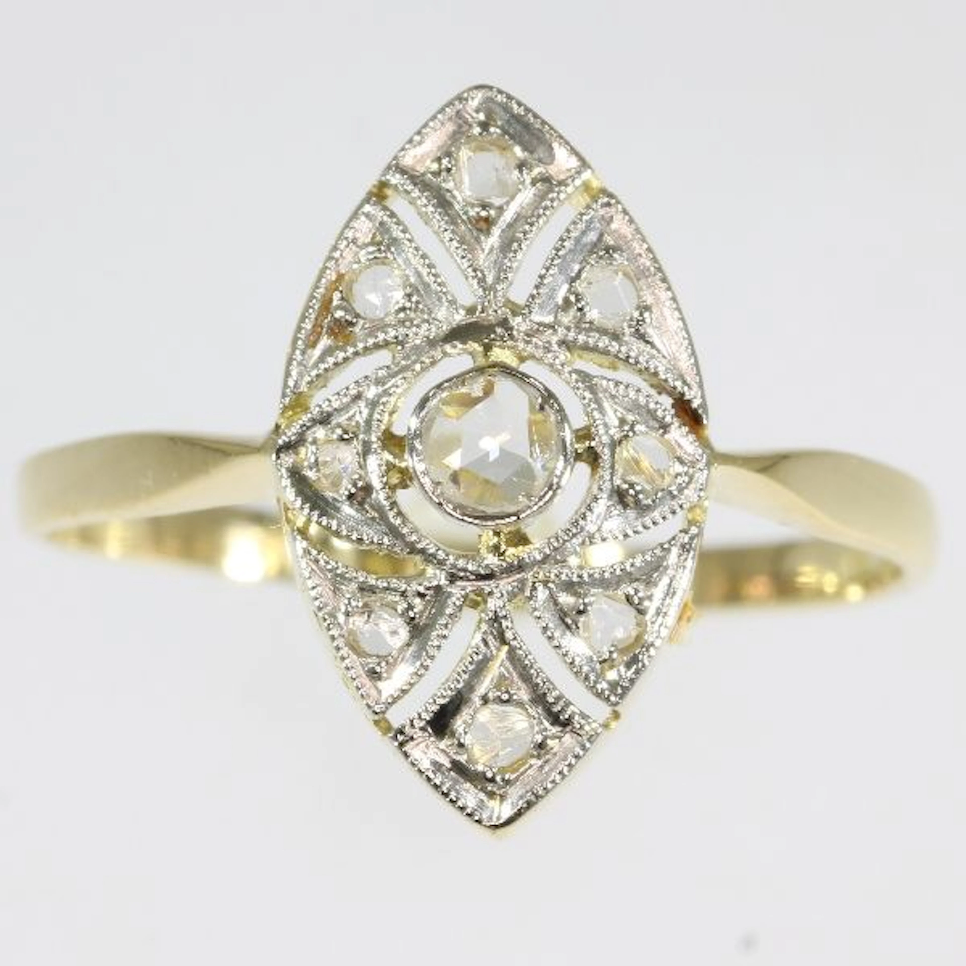 Diamond Art Deco marquise shaped ring, circa 1920