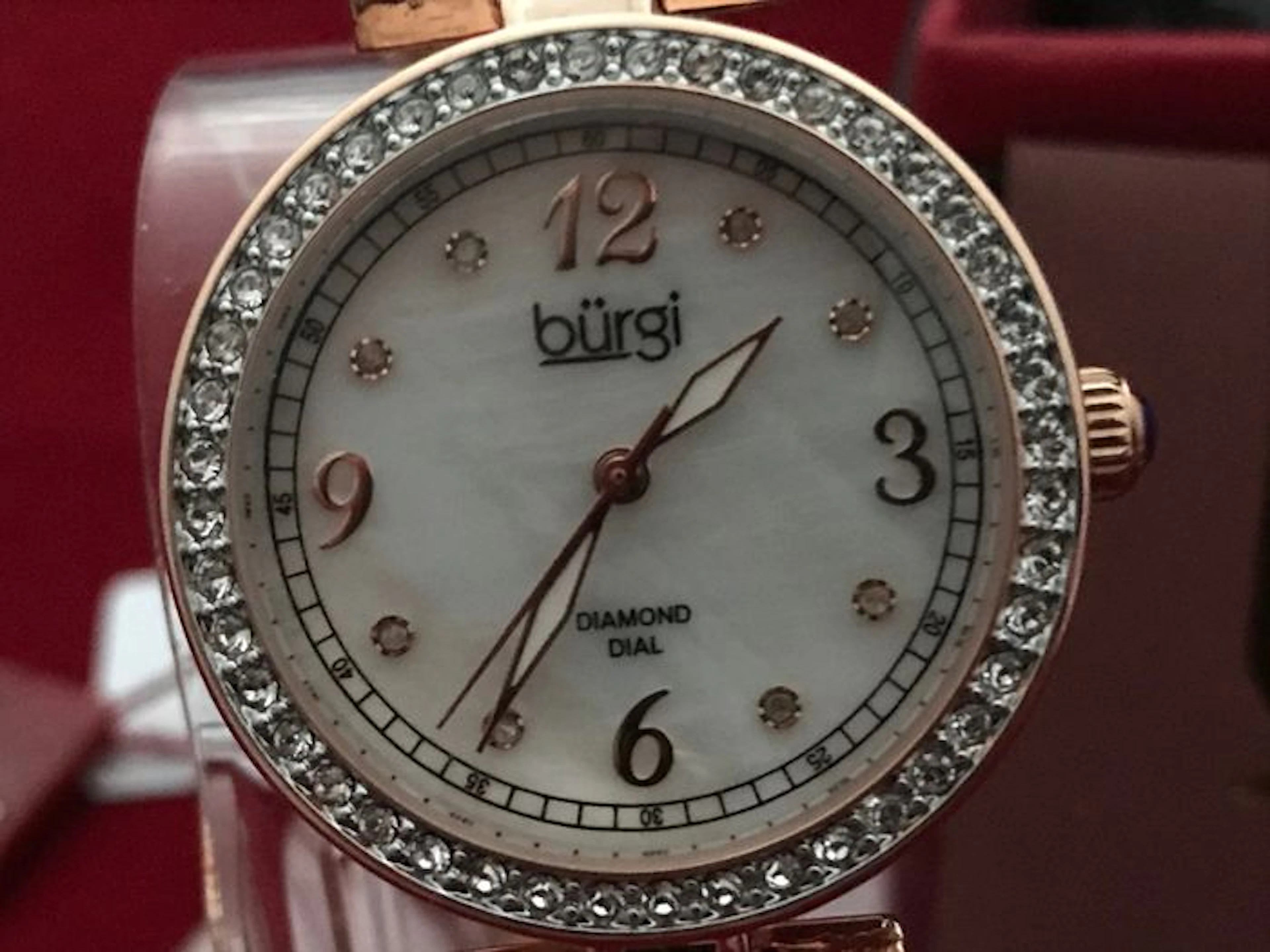 Burgi Diamond Dial Rose Gold – women's wristwatch – never worn, in