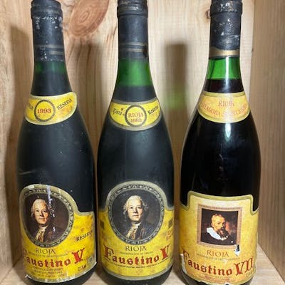 1983 & 1993 Faustino V & NV Faustino VII Rioja 3 Botellas (0,75 L