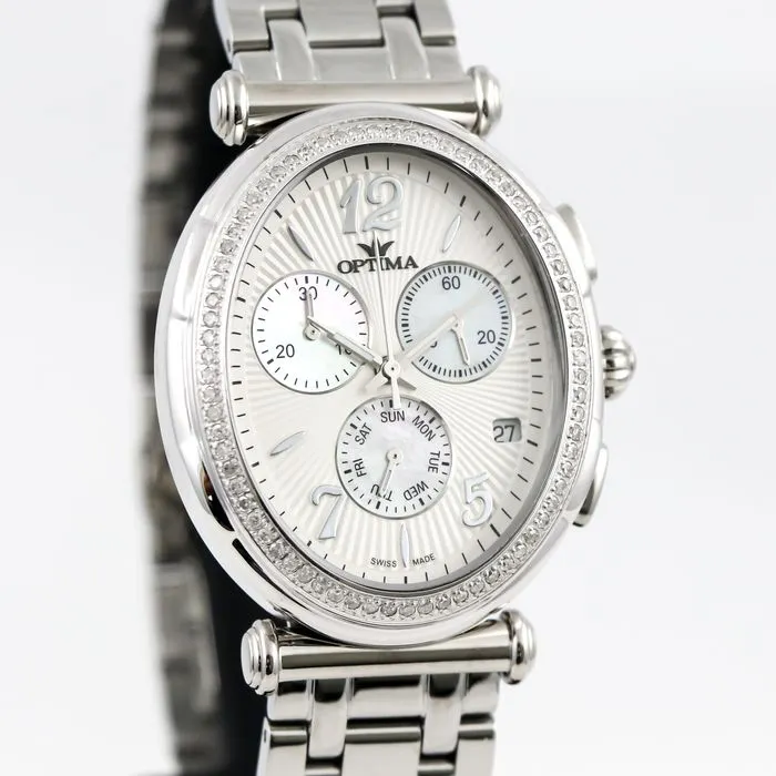 Montre Chronographe Suisse OPTIMA OSC399-SB-1 Homme - Boîtier Acier 45mm - Mouvement Quartz - Bracelet Acier - Neuf Avec Boîte 2023